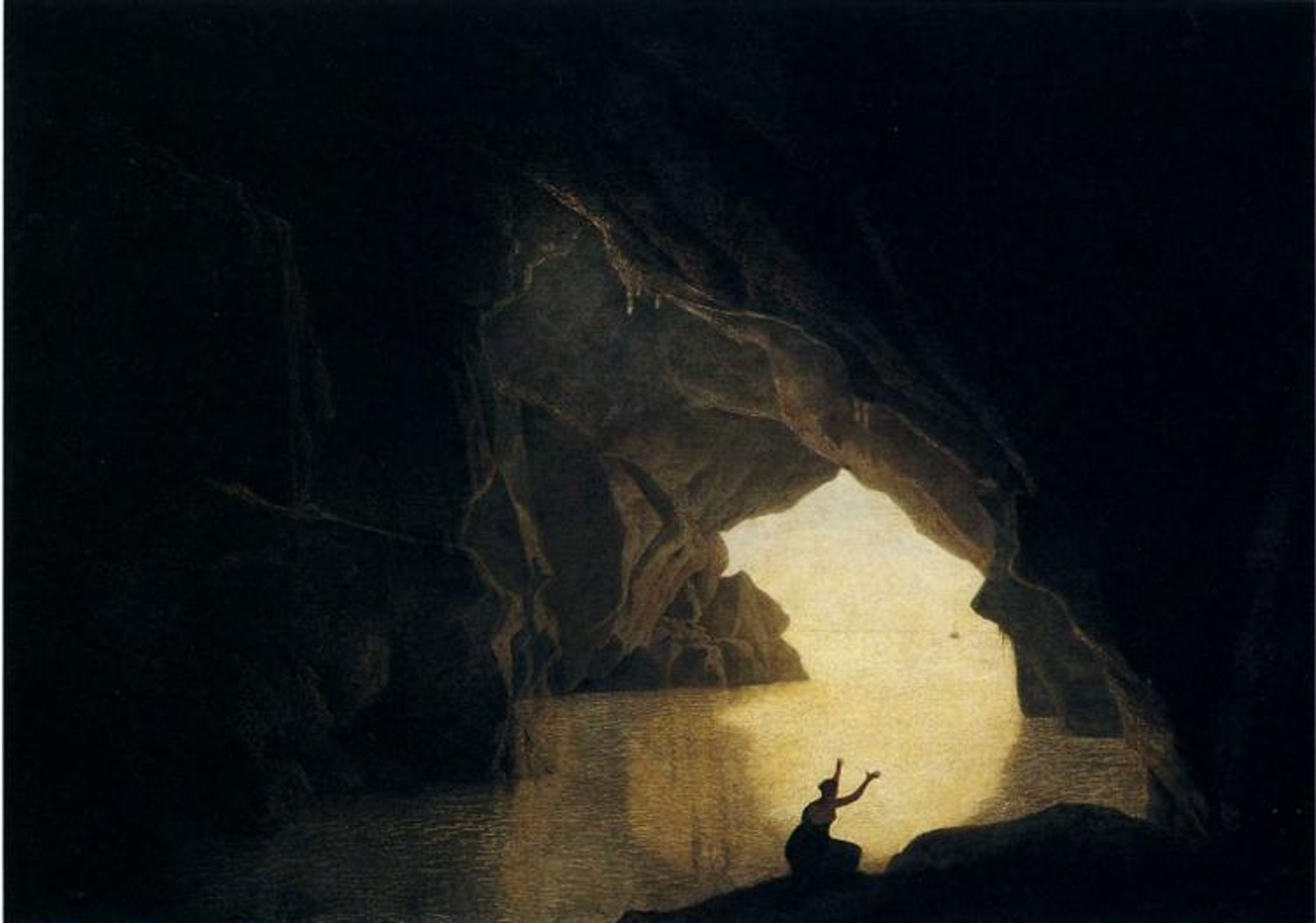 A Grotto in the Gulf of Salernum, with the figure of Julia, banished from Rome by Joseph Wright of Derby