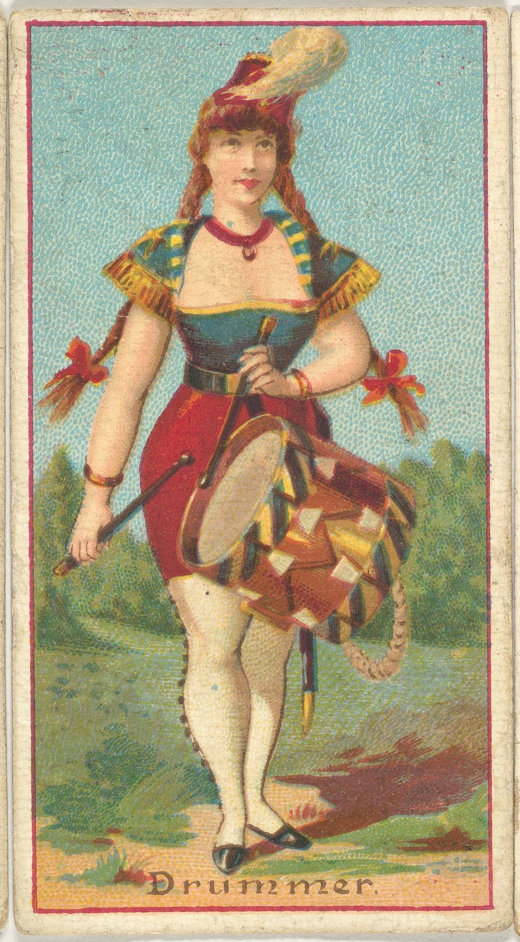 Drummer, from the Occupations of Women series (N502) for Frishmuth's Tobacco Company by Frishmuth's Tobacco Company