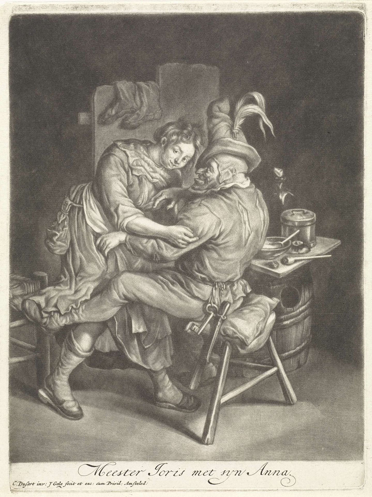 Boer en een jonge vrouw by Jacob Gole