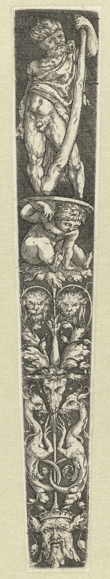 Ontwerp voor dolkschede met Hercules by Meester van de Paardenhoofden