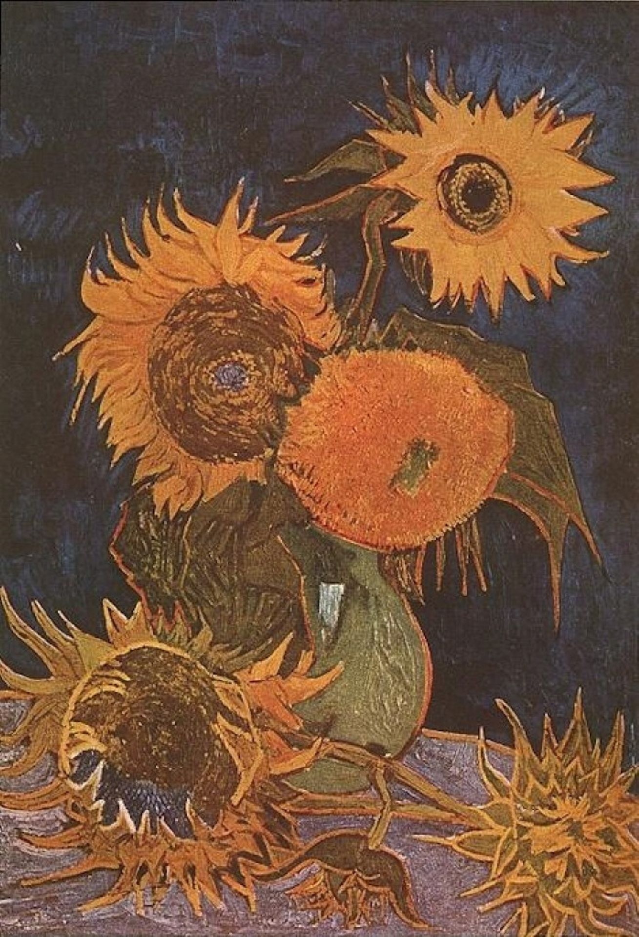 Still Life Vase with Five Sunflowers by Vincent van Gogh