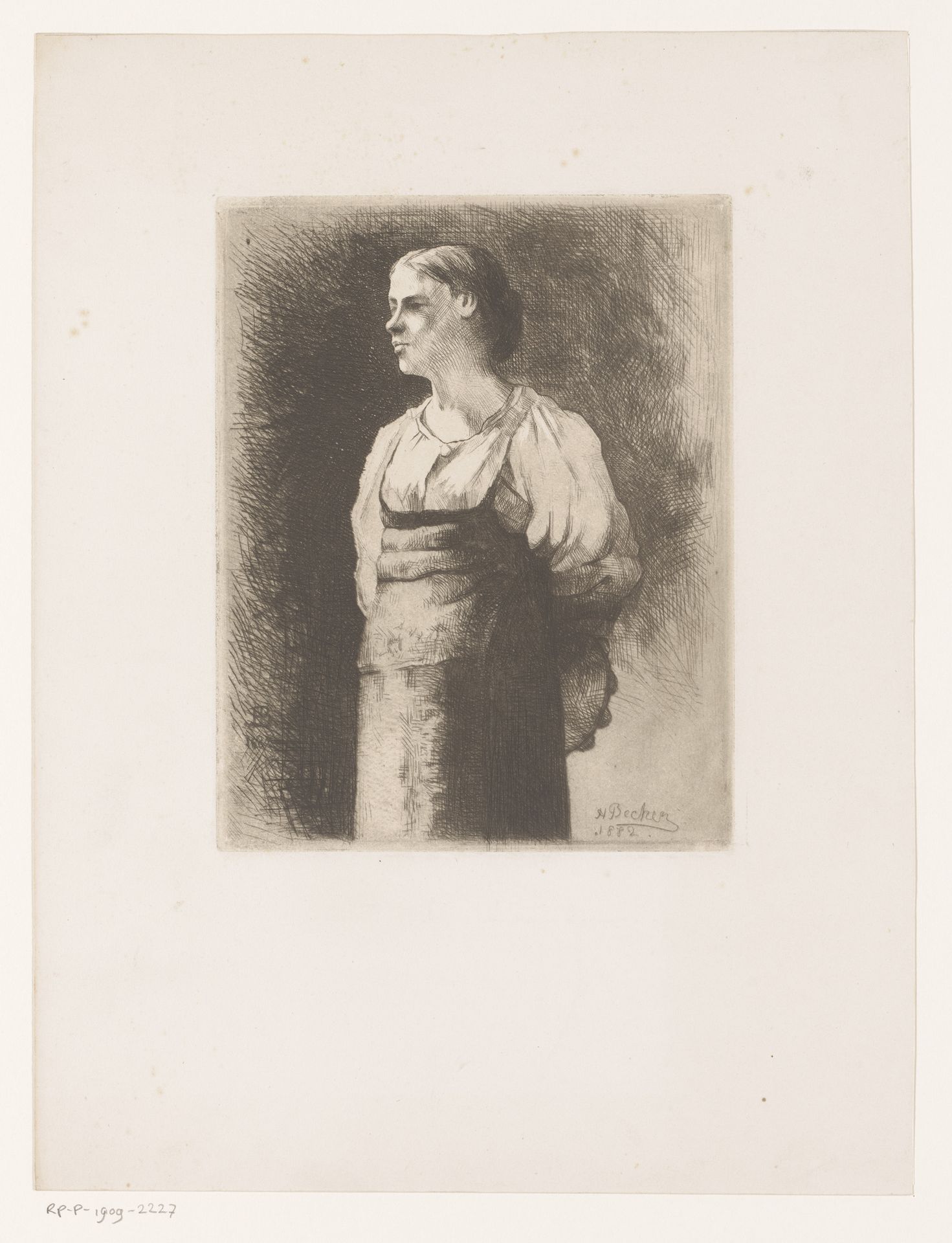 Jonge vrouw met tamboerijn by H. Becker