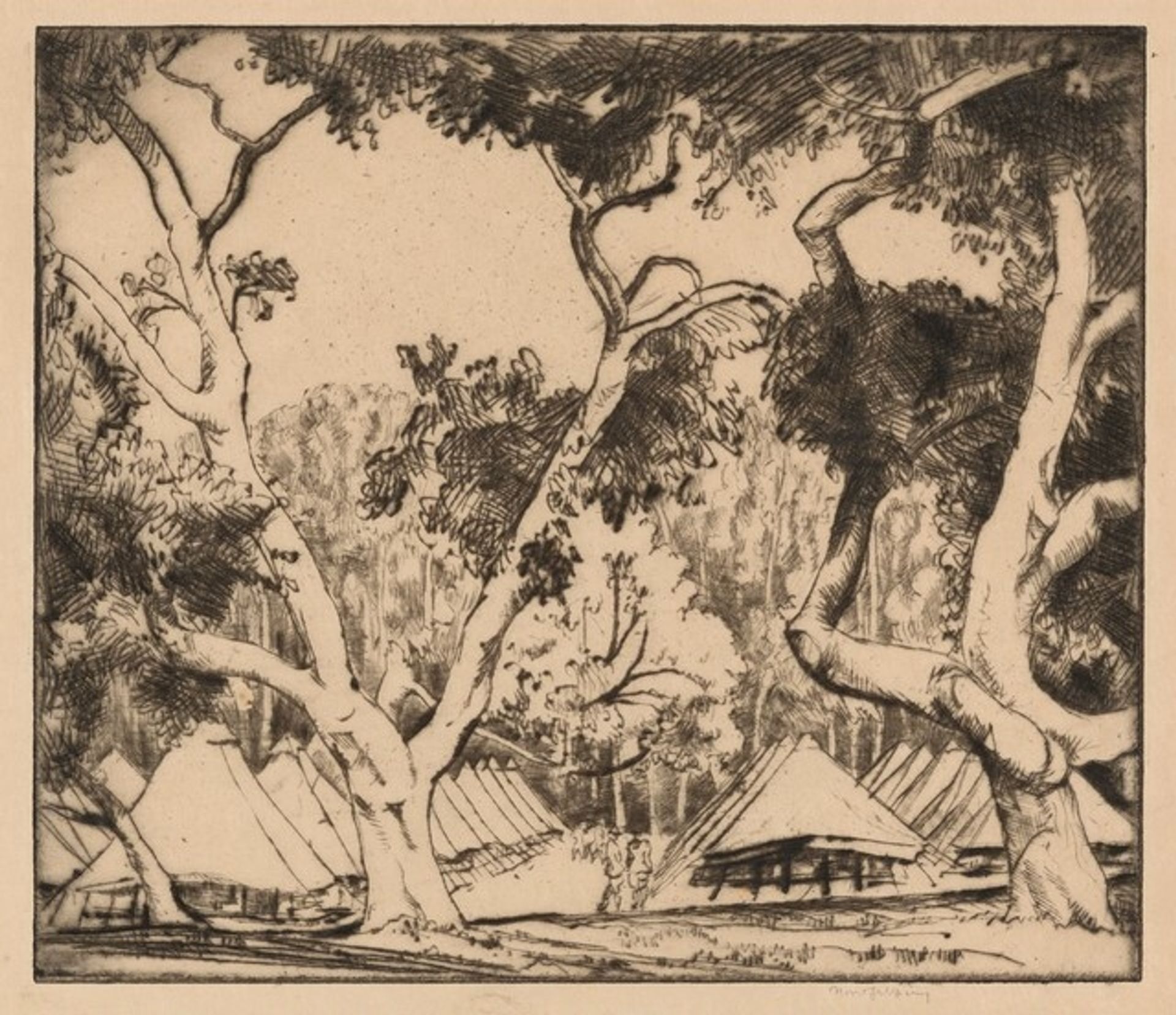 Camp of Company F by Bror Julius Olsson Nordfeldt