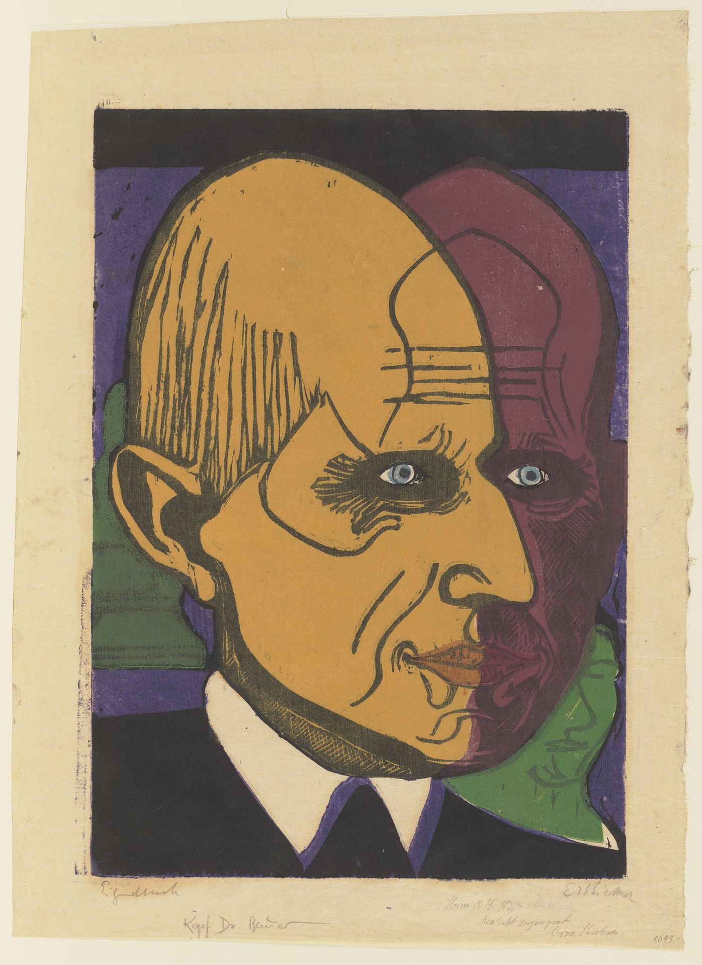 Kopf Dr. Frédéric Bauer by Ernst Ludwig Kirchner