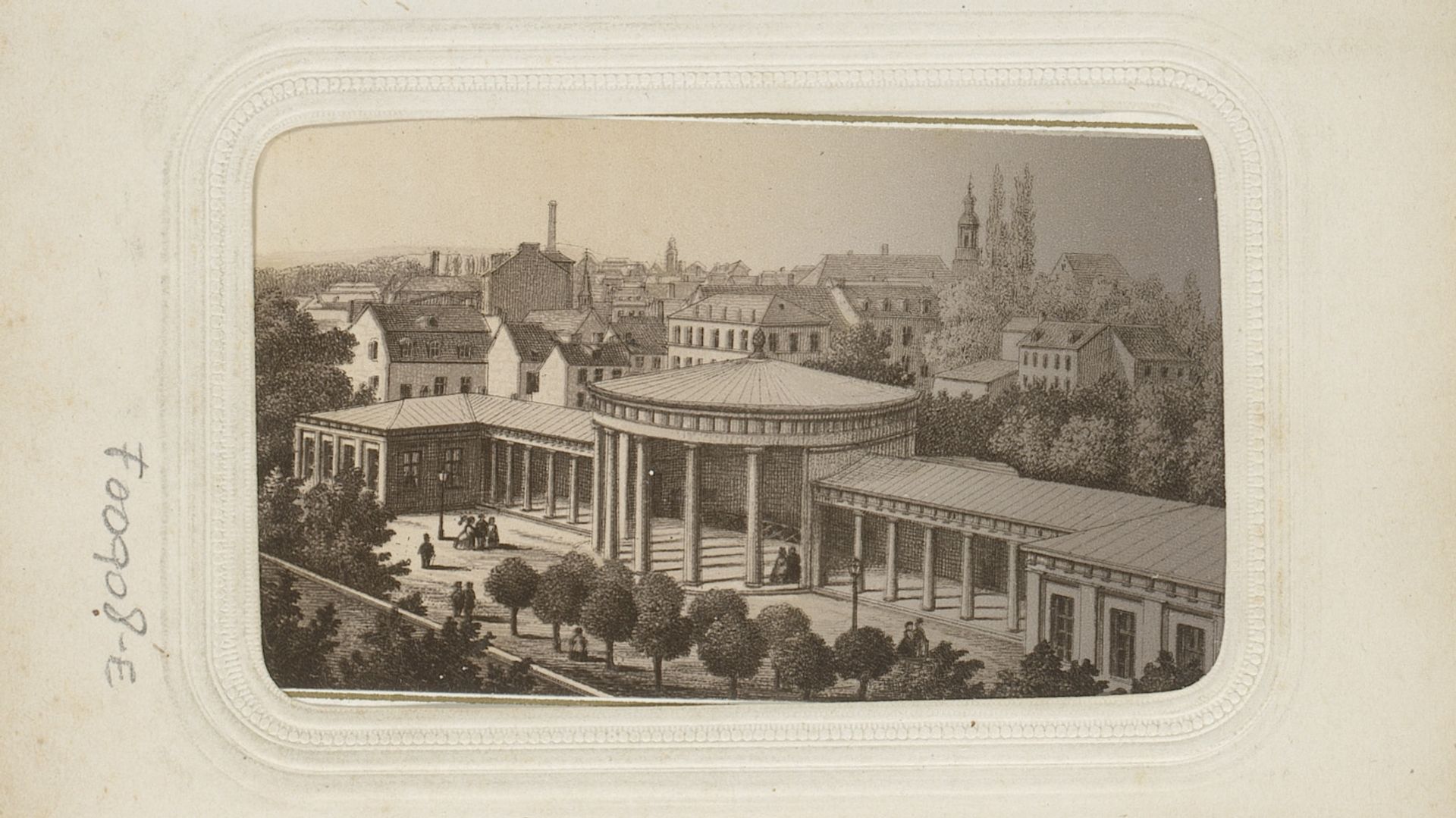Fotoreproductie van een prent van de Elisenbrunnen te Aken by Jm. v. Ph. Frey