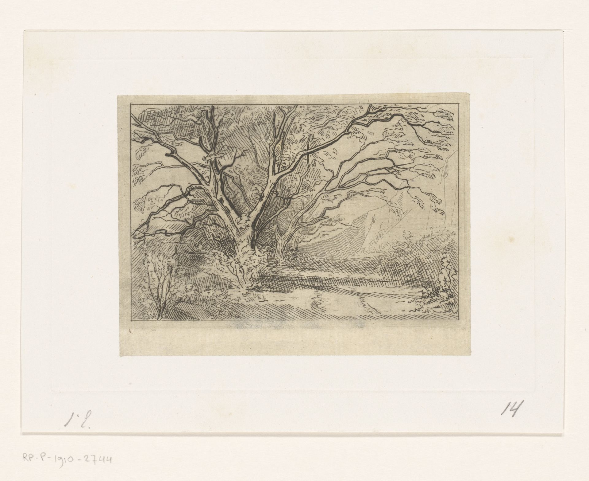 Heuvellandschap met notenbomen by Carel Nicolaas Storm van 's-Gravesande