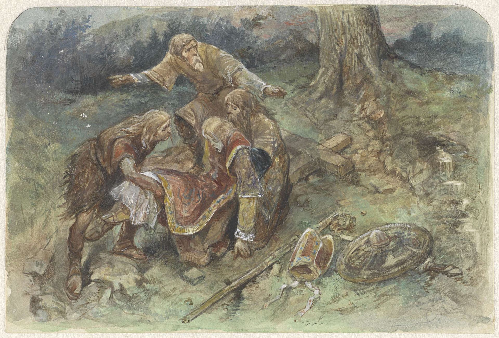 Gewonde Adalbert wordt weggedragen by Charles Rochussen