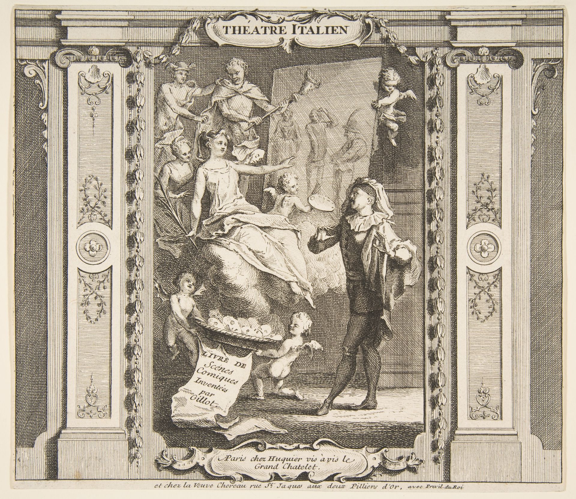Frontispice to Theatre Italien by Claude Gillot