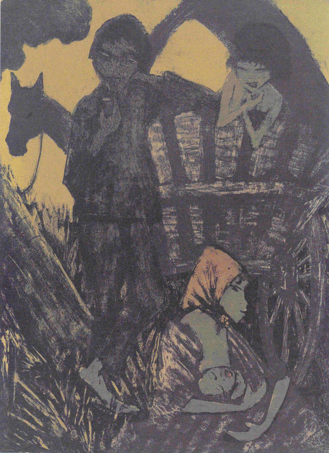 Lagernde Zigeunerfamilie Am Planwagen by Otto Mueller