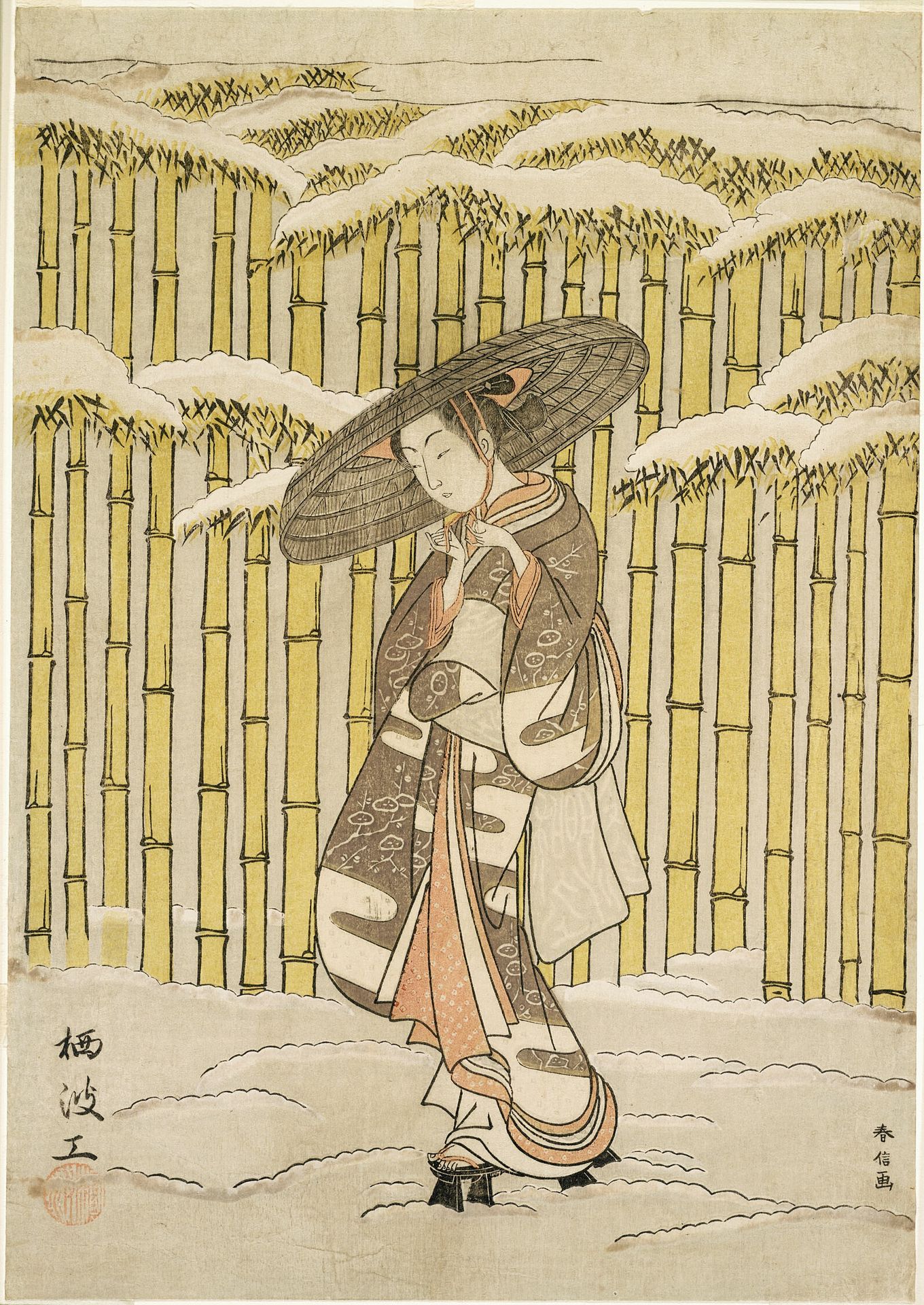 Passing the Bamboo Grove by Suzuki Harunobu 鈴木春信
