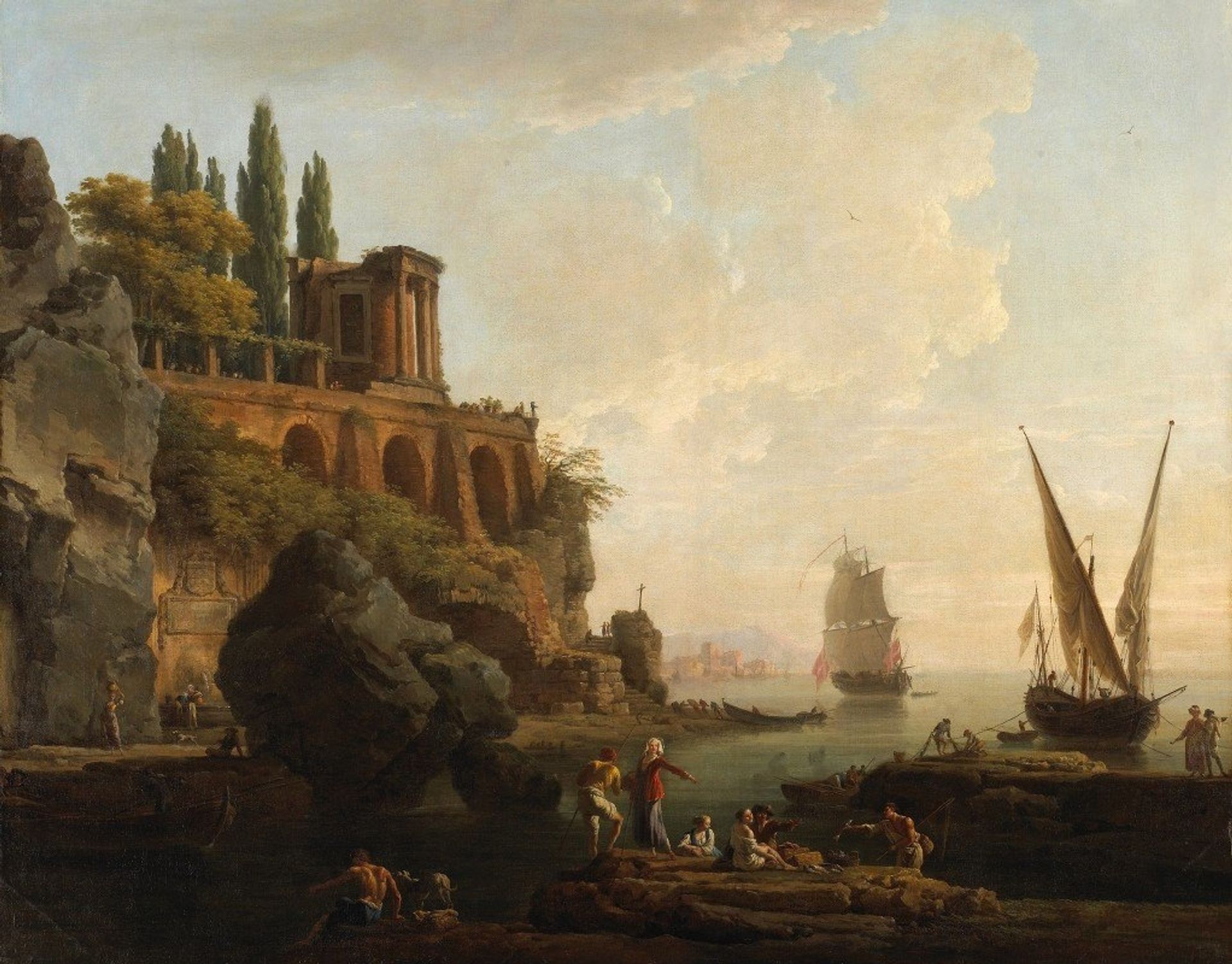 Imaginary Landscape,Italian Harbor Scene by Claude-Joseph Vernet