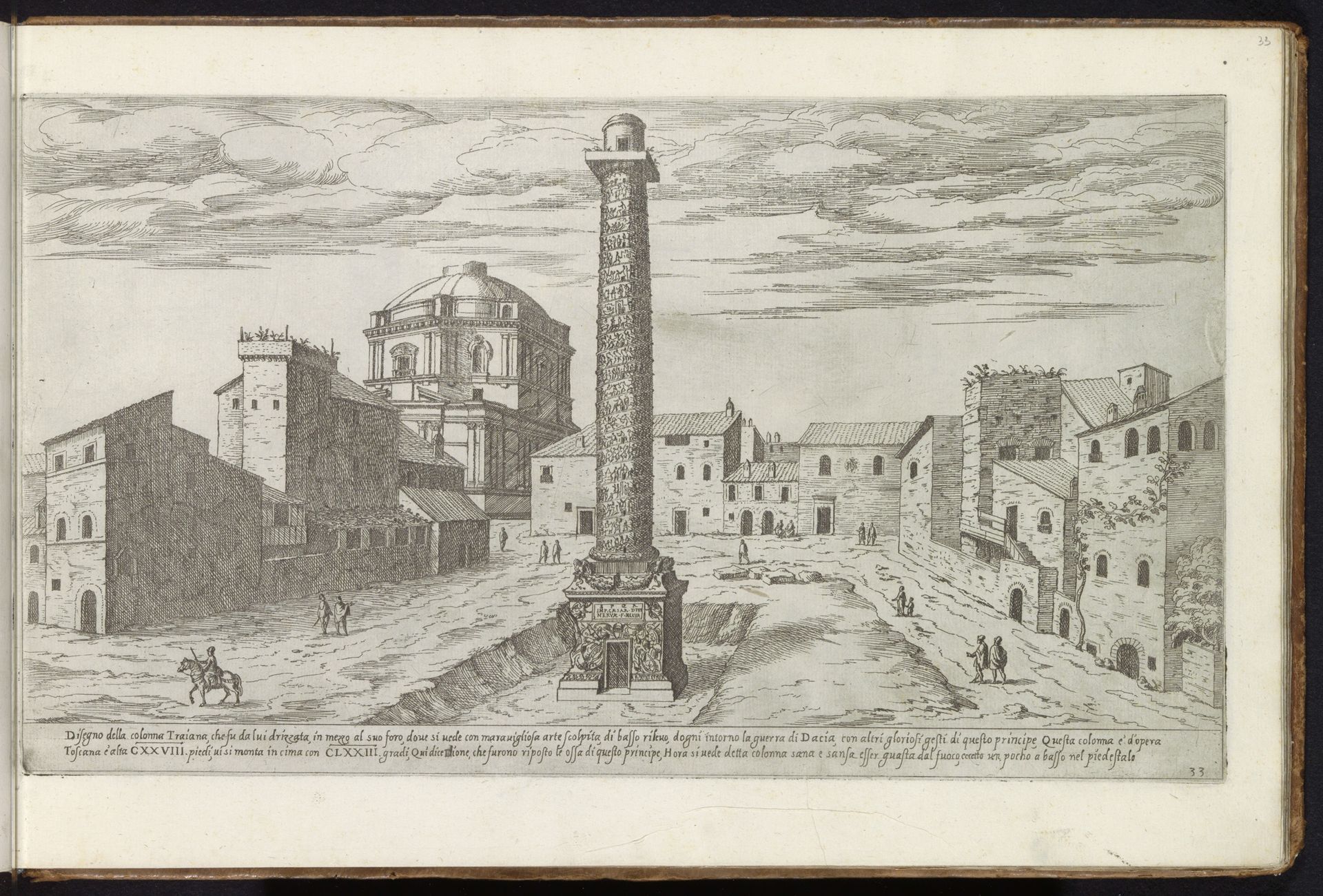 Forum van Trajanus met de Zuil van Trajanus te Rome by Étienne Dupérac