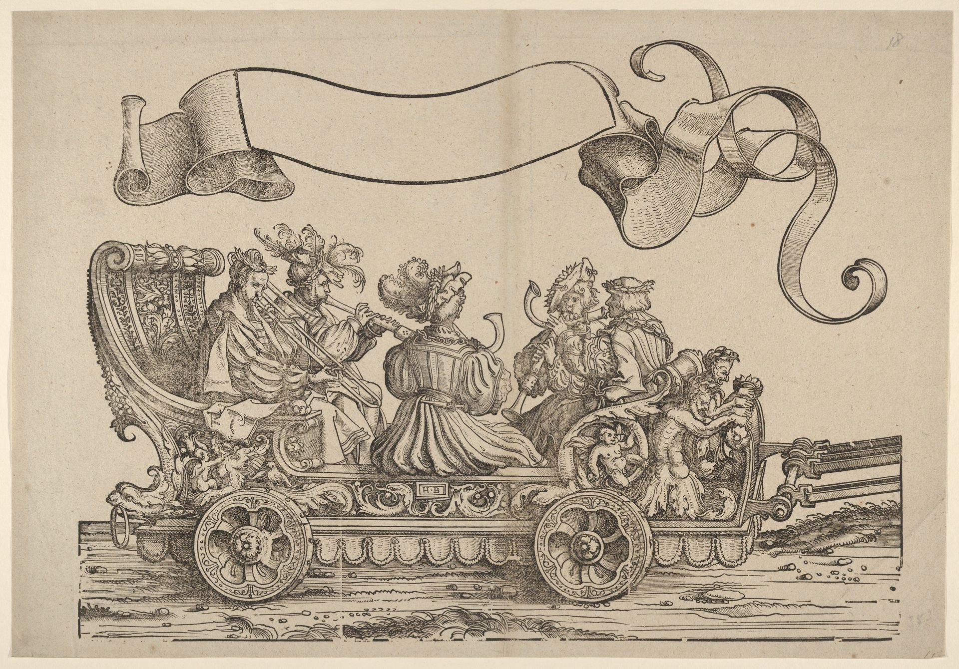 Cart with Horn Musicians, The Triumphal Procession of Emperor Maximilian I by Hans Burgkmair