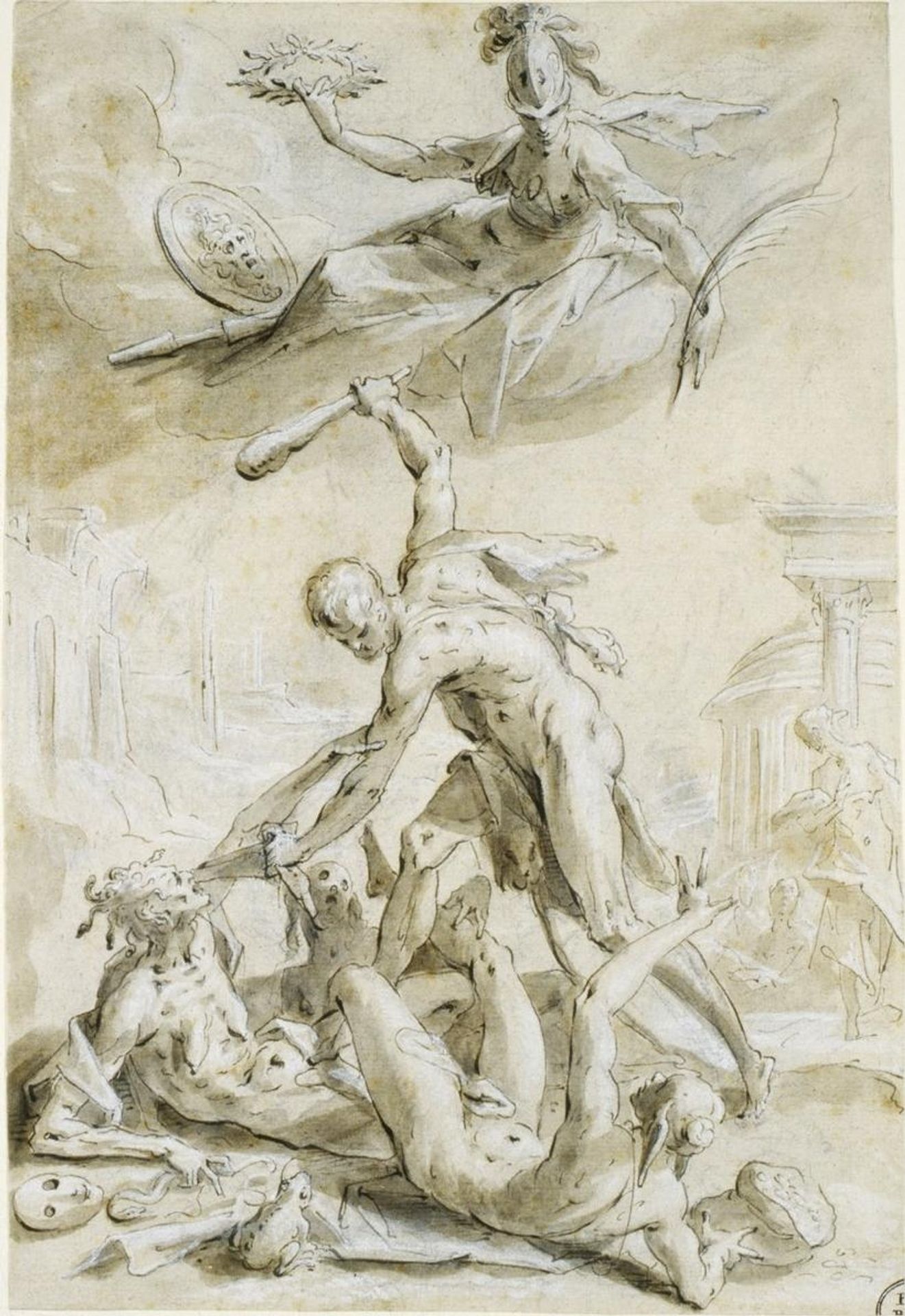 Hercules defeating the vices by Hans von Aachen
