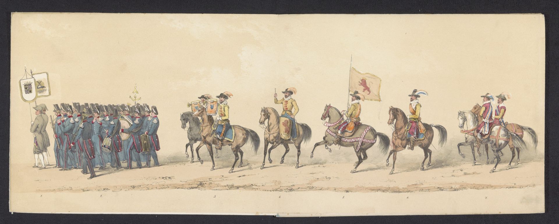 Historische optocht door studenten van de Groningse Hogeschool, 1850 (plaat 1) by Johannes Hermanus van de Weijer