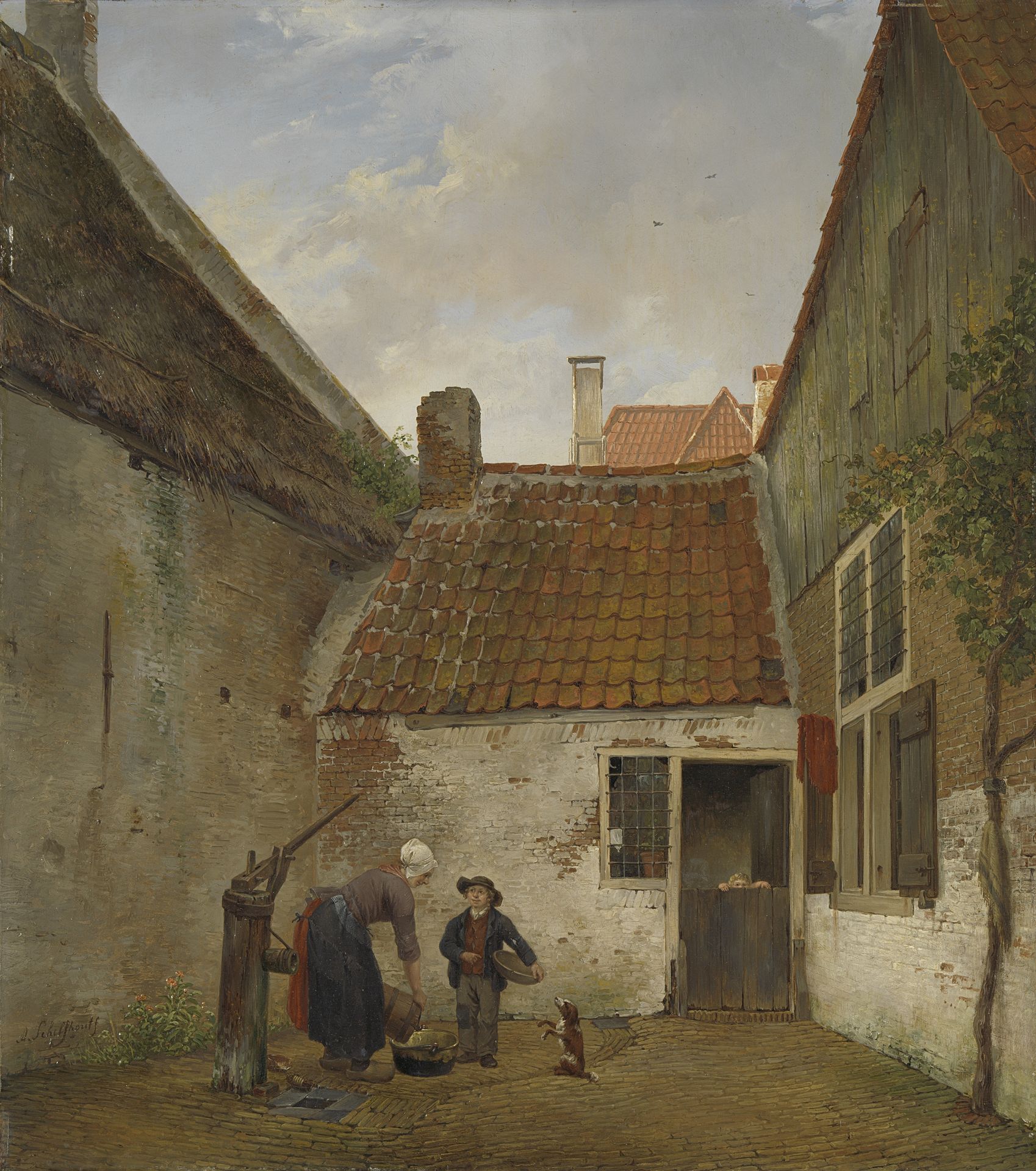 Inner Courtyard by Andreas Schelfhout