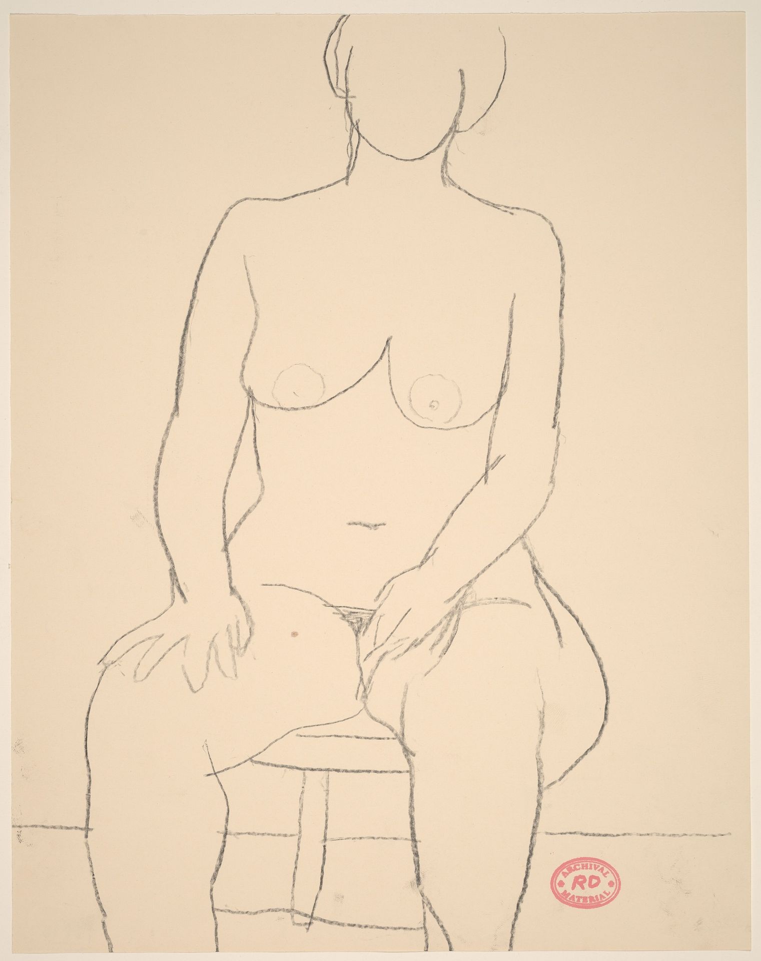 Untitled [front view of seated female nude] by Richard Diebenkorn