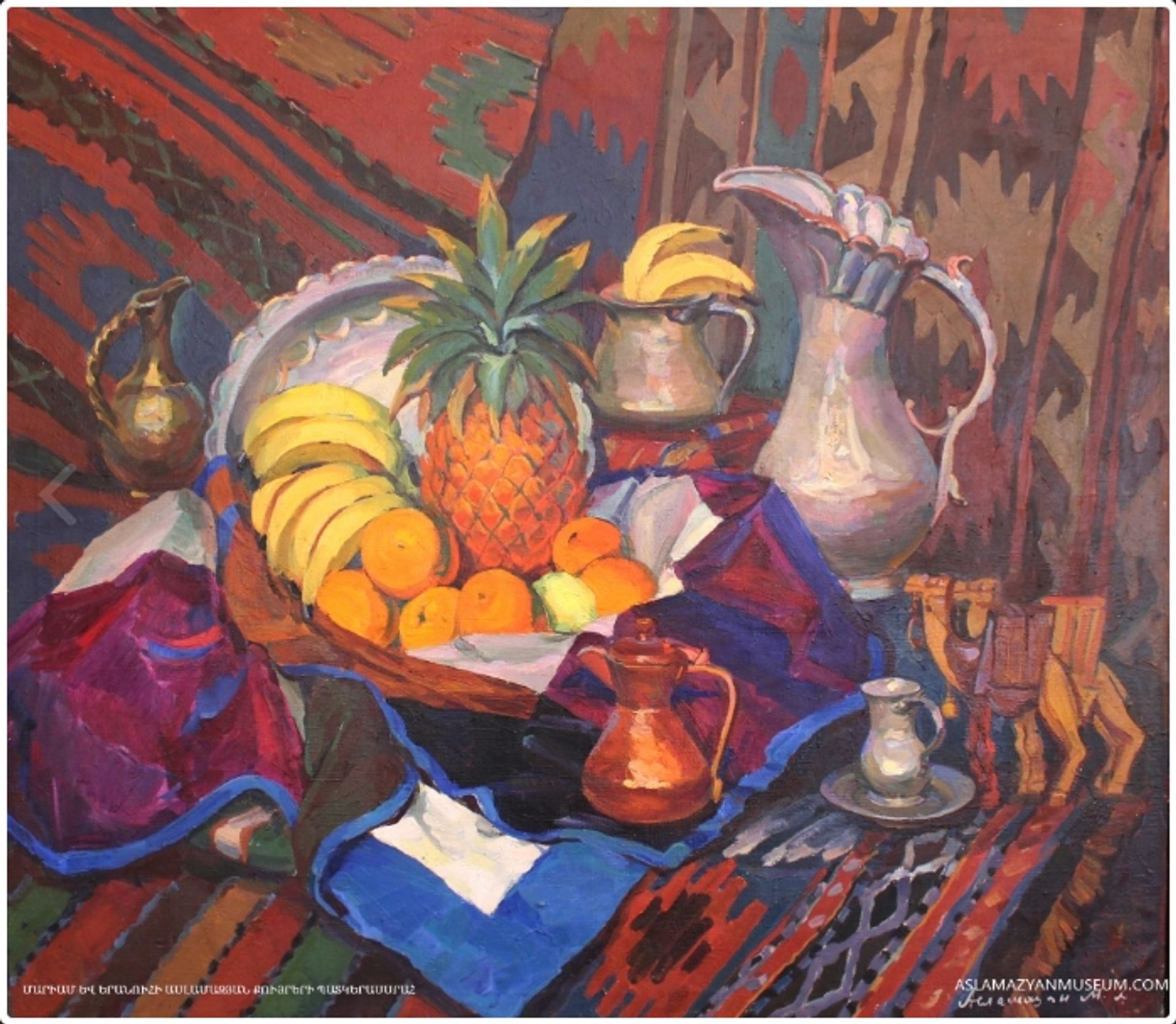Still-life with eastern coppern dish by Mariam Aslamazian