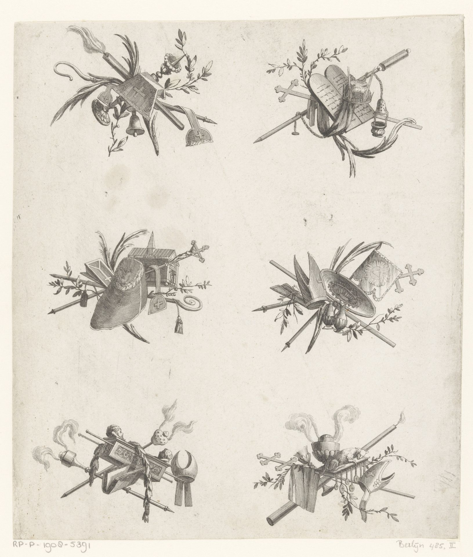 Trofeeën met kerkelijke attributen by Pierre Gabriel Berthault