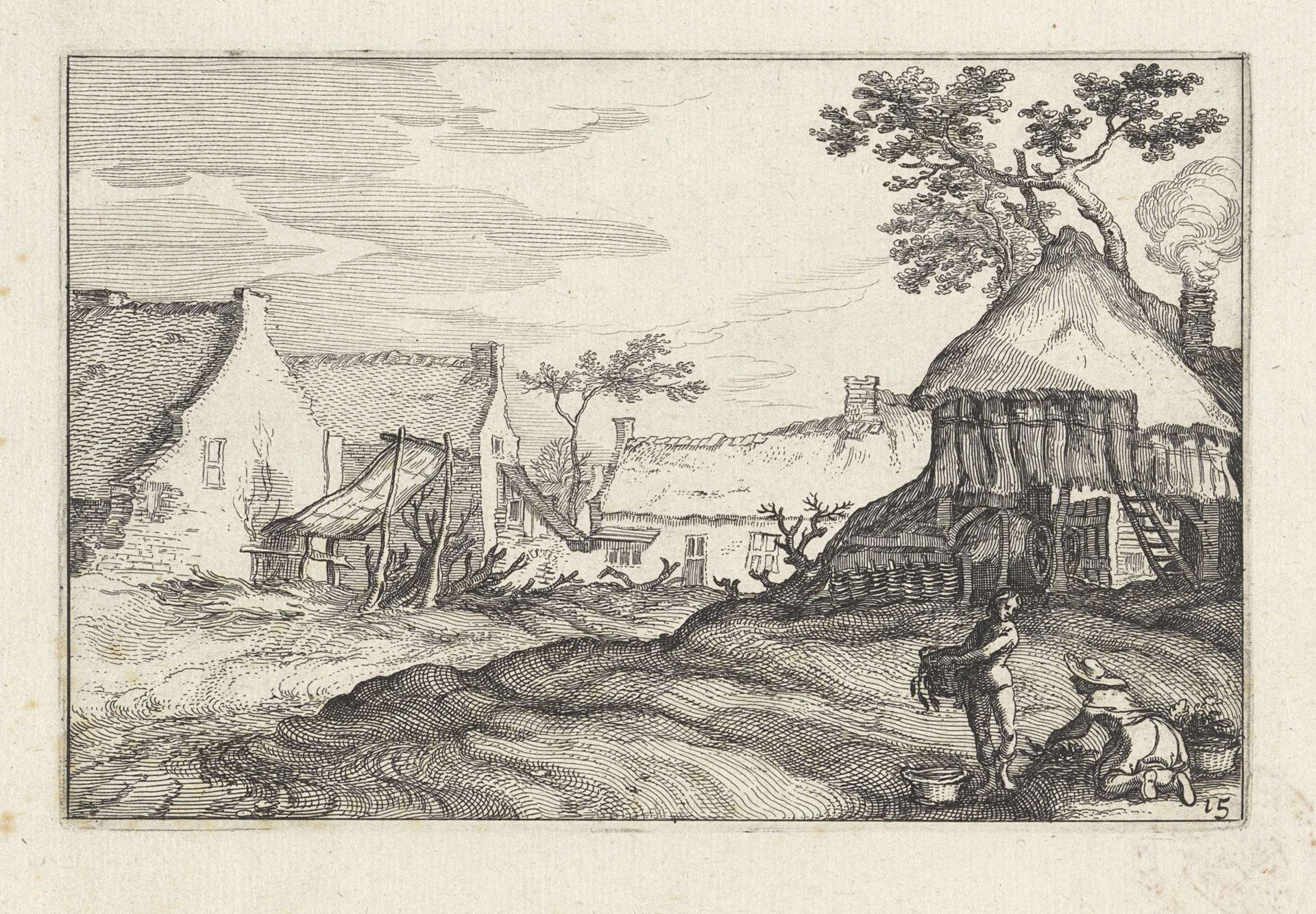 Boerderij met erf by Claes Jansz. Visscher