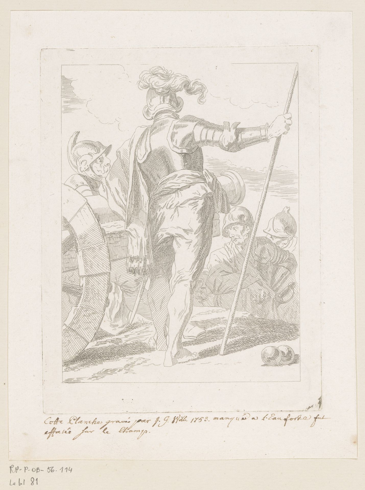 Soldaat leunend op een kanon by Johann Georg Wille