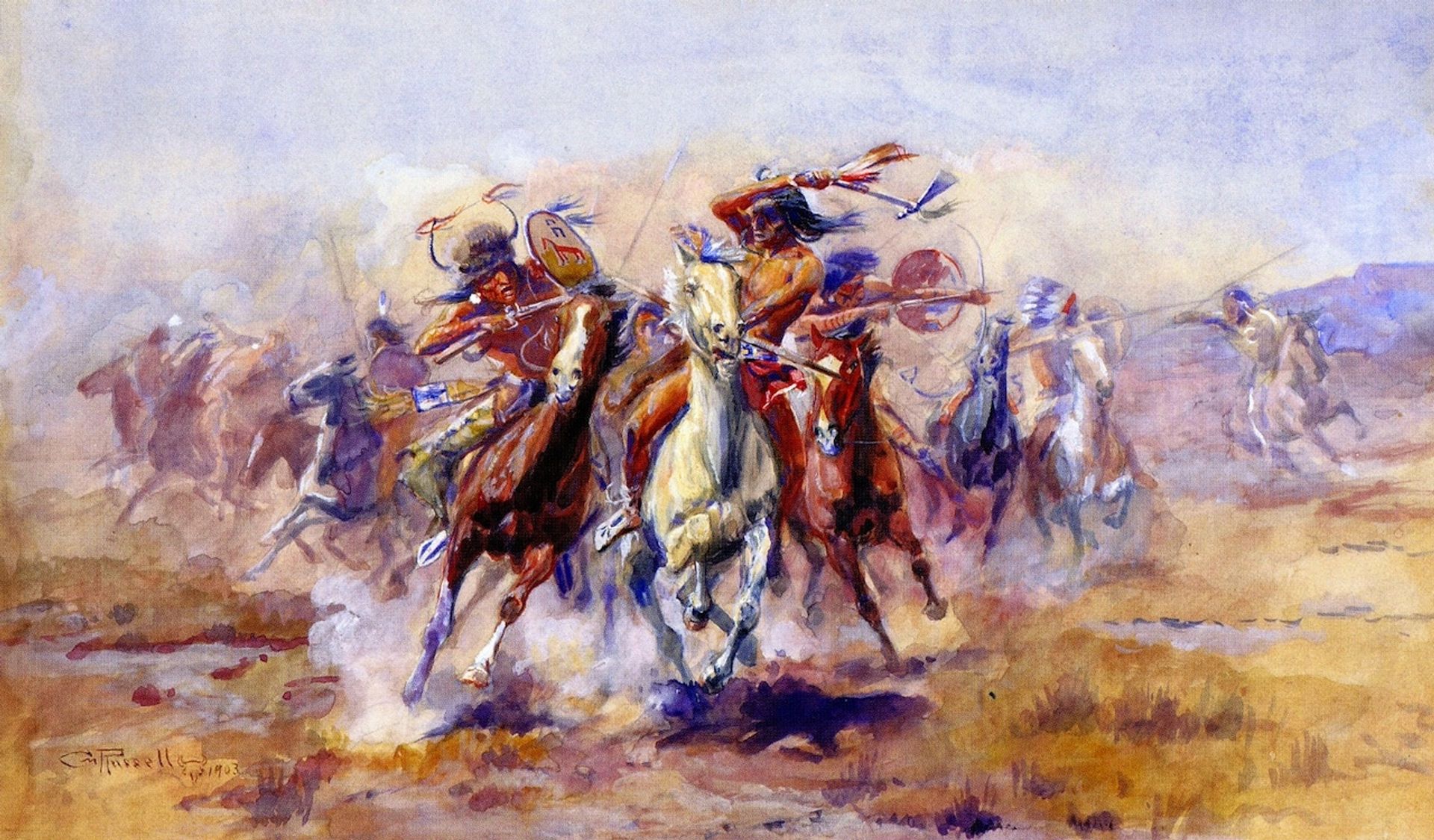 When Sioux and Blackfeet Meet by Charles M. Russell