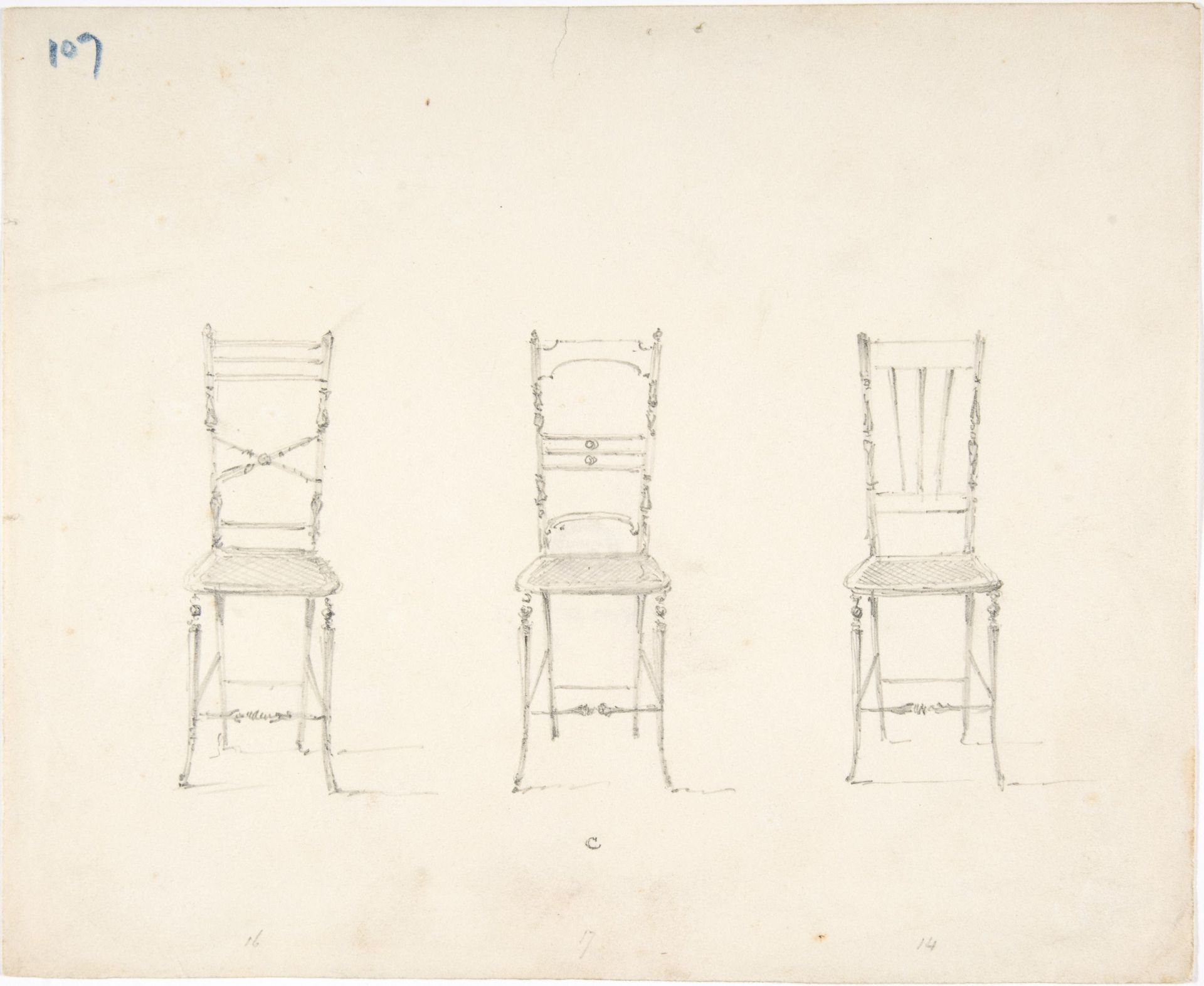 Design for Three Slender Chairs by Anonymous