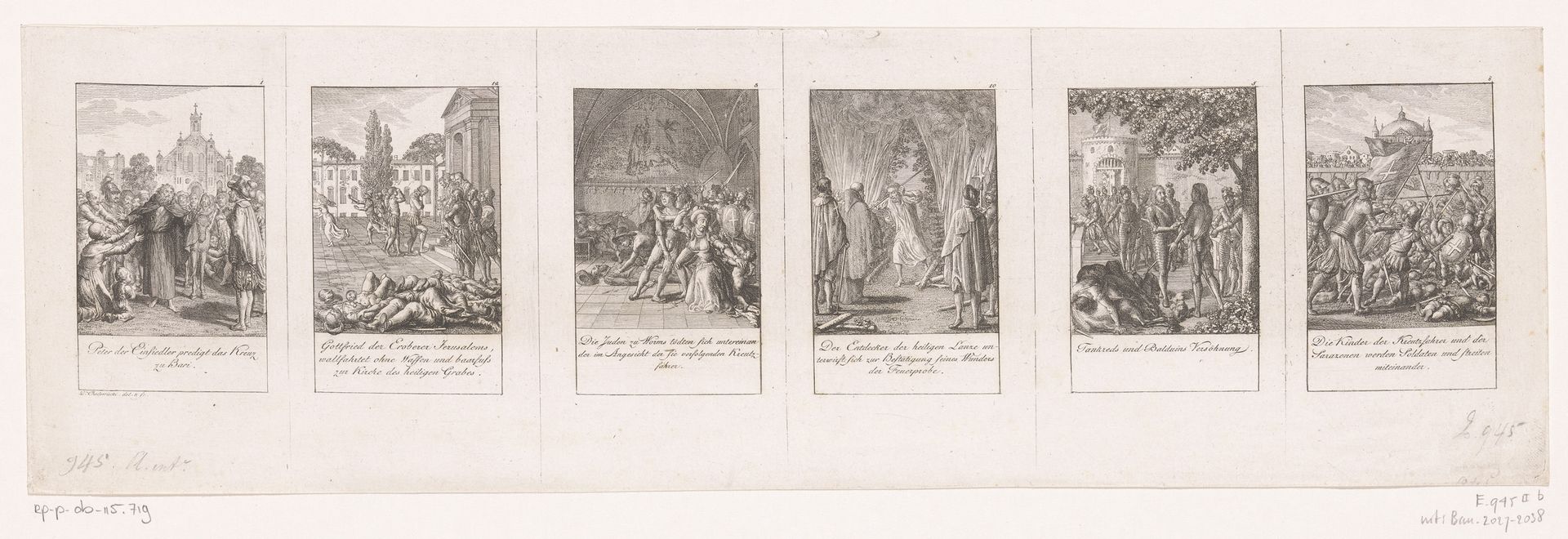 Zes voorstellingen uit de geschiedenis van de eerste kruistocht by Daniel Nikolaus Chodowiecki