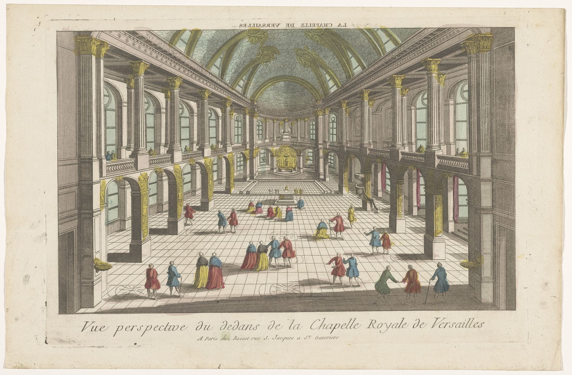 Gezicht op het interieur van de kapel van het Paleis van Versailles by Basset