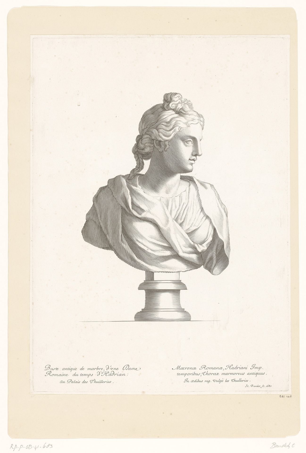 Antieke buste van een Romeinse vrouw by Etienne Baudet