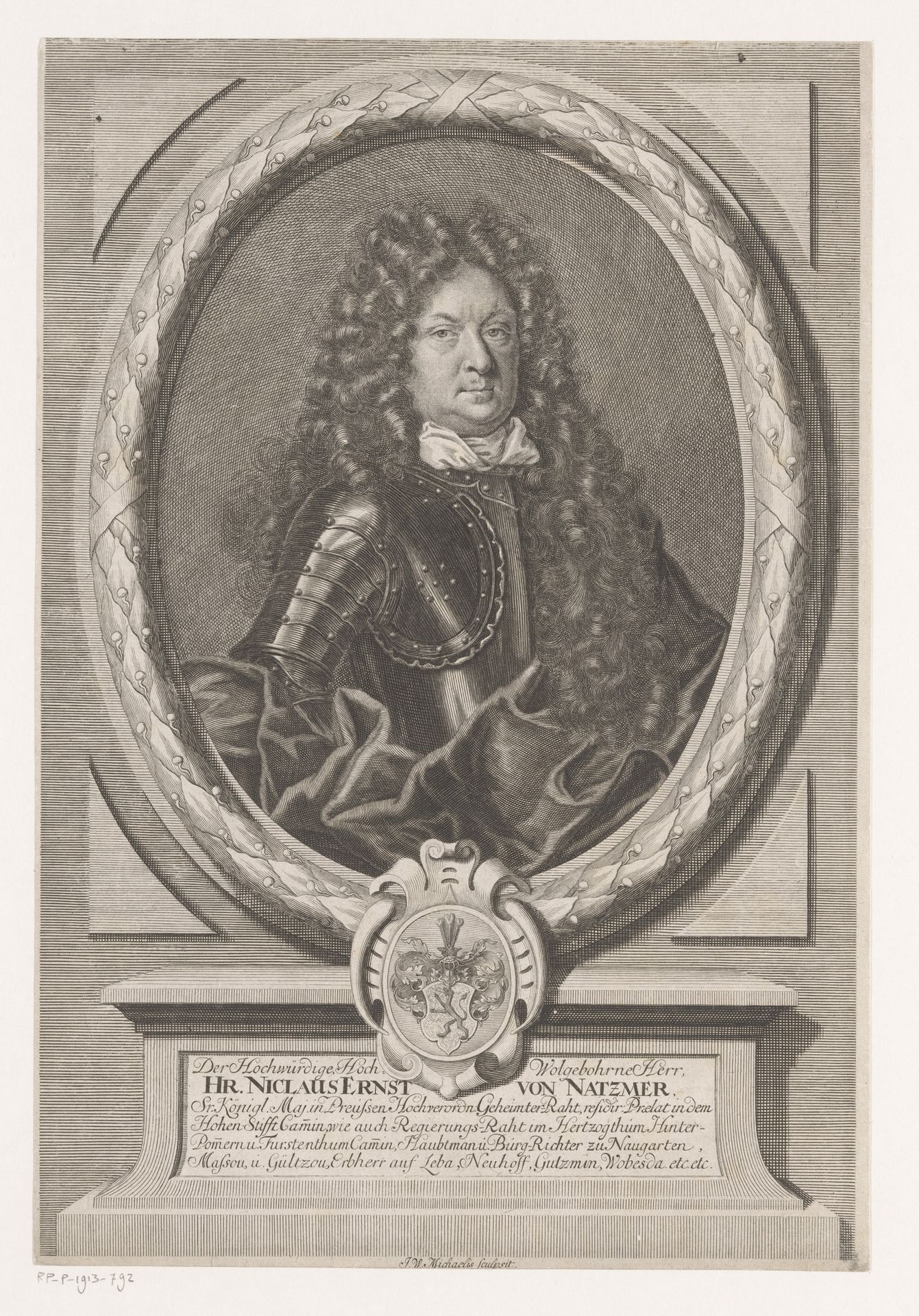 Portret van Nicolaus Ernst von Natzmer by Johann Wilhelm Michaelis