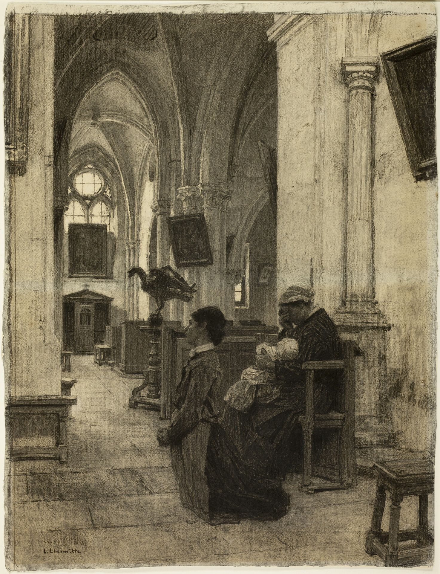 Women Praying in Church by Léon Augustin Lhermitte