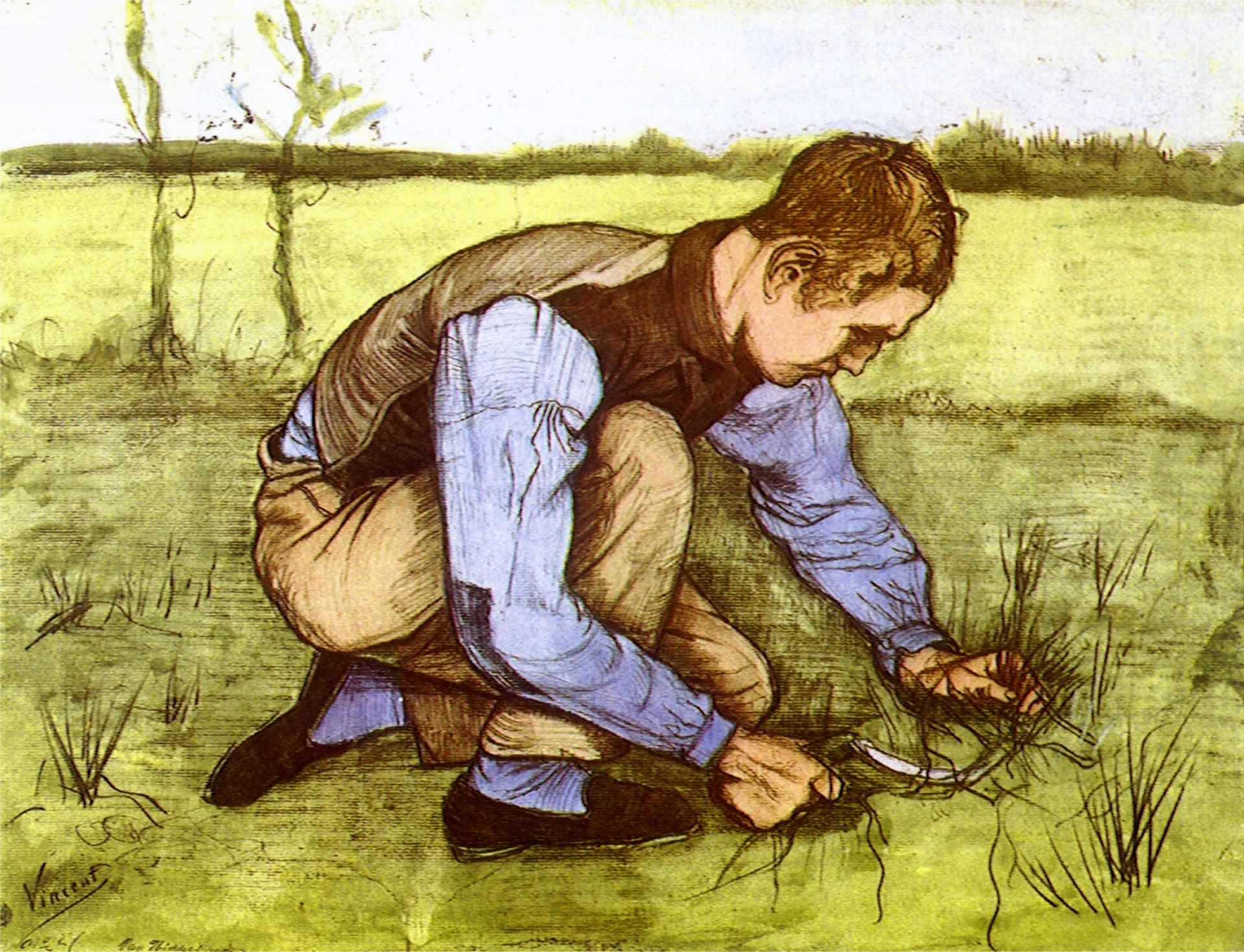 Boy Cutting Grass with a Sickle by Vincent van Gogh