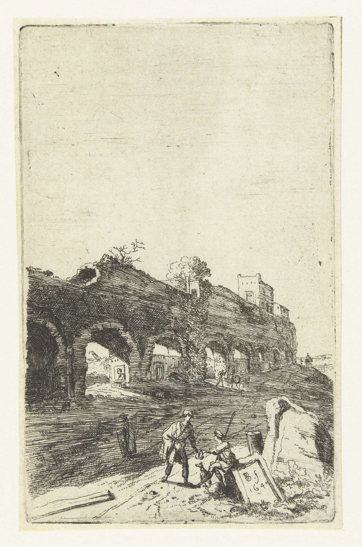 Ruïnes van het aquaduct van Mezza Via bij Rome by Bartholomeus Breenbergh