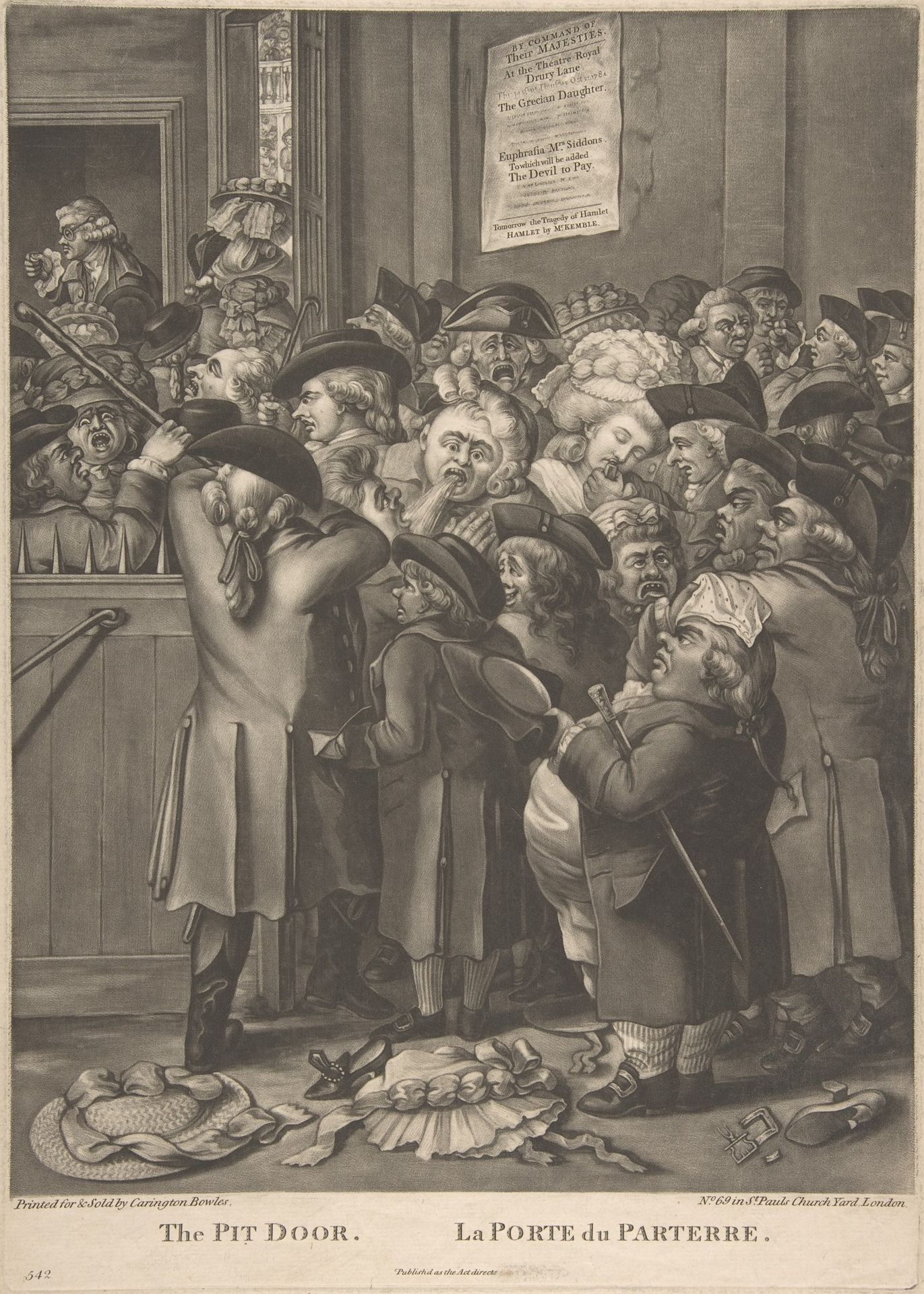 The Pit Door / La Porte du Parterre by Robert Dighton the Elder