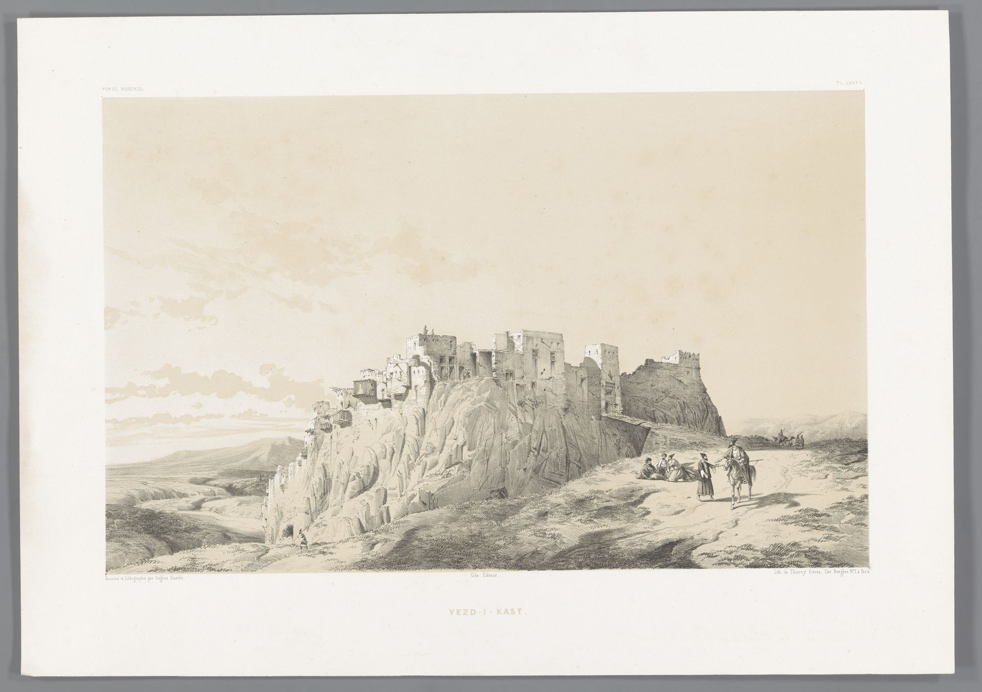 Gezicht op het kasteel van Izadkhvast by Eugène Flandin