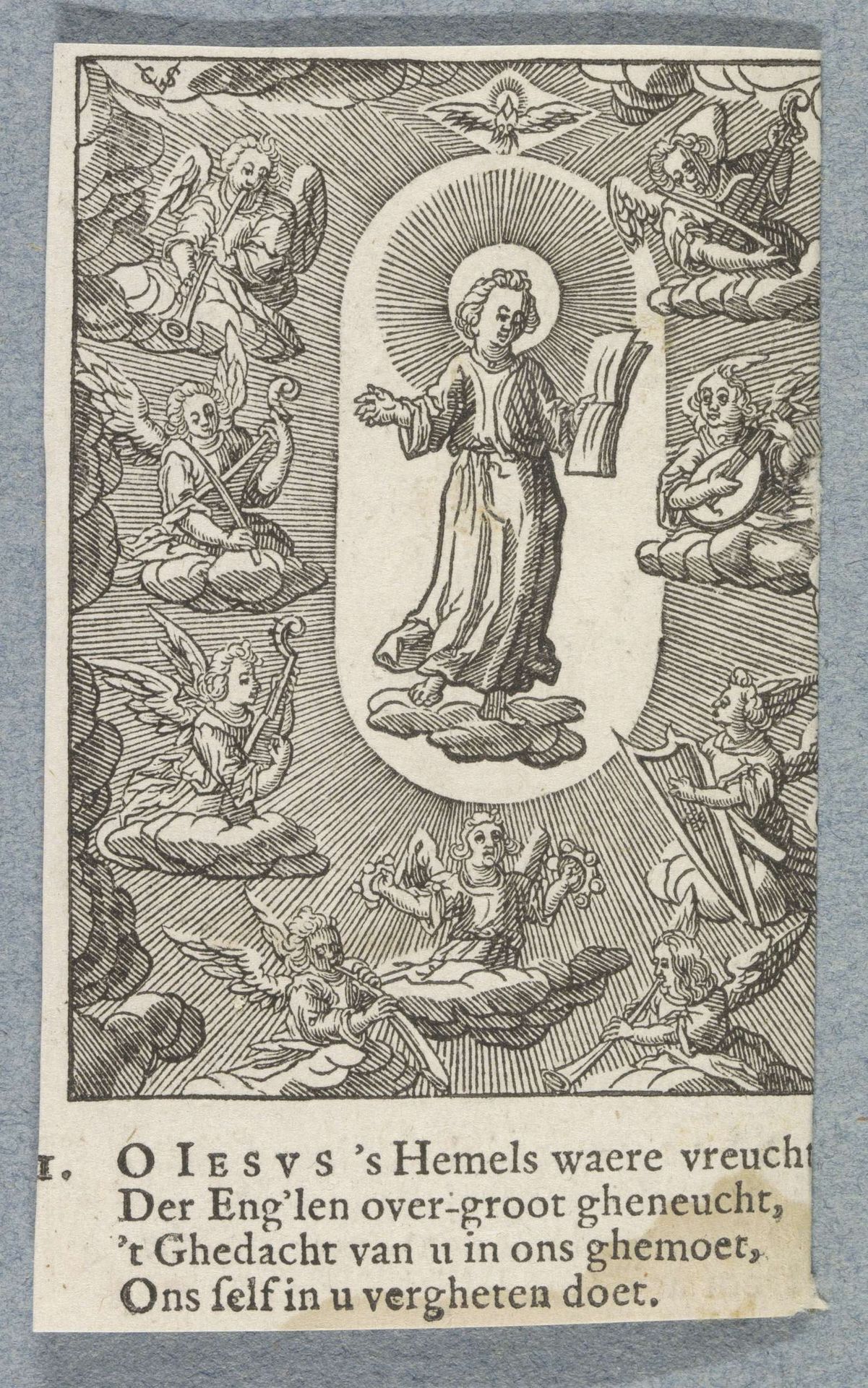 Christuskind omringd door musicerende engelen by Christoffel van (II) Sichem