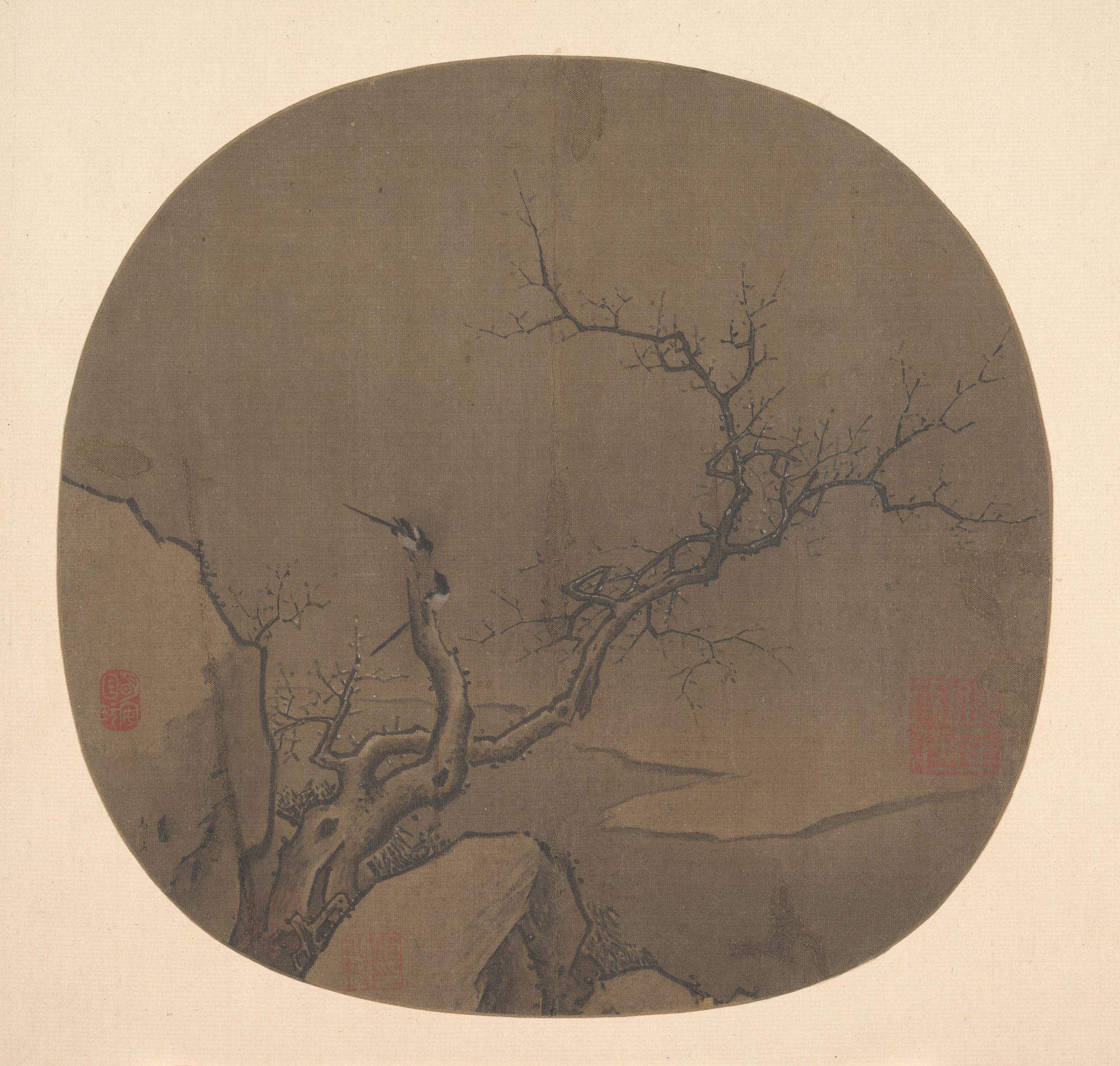 Wintery Bough and Magpies by Anonymous