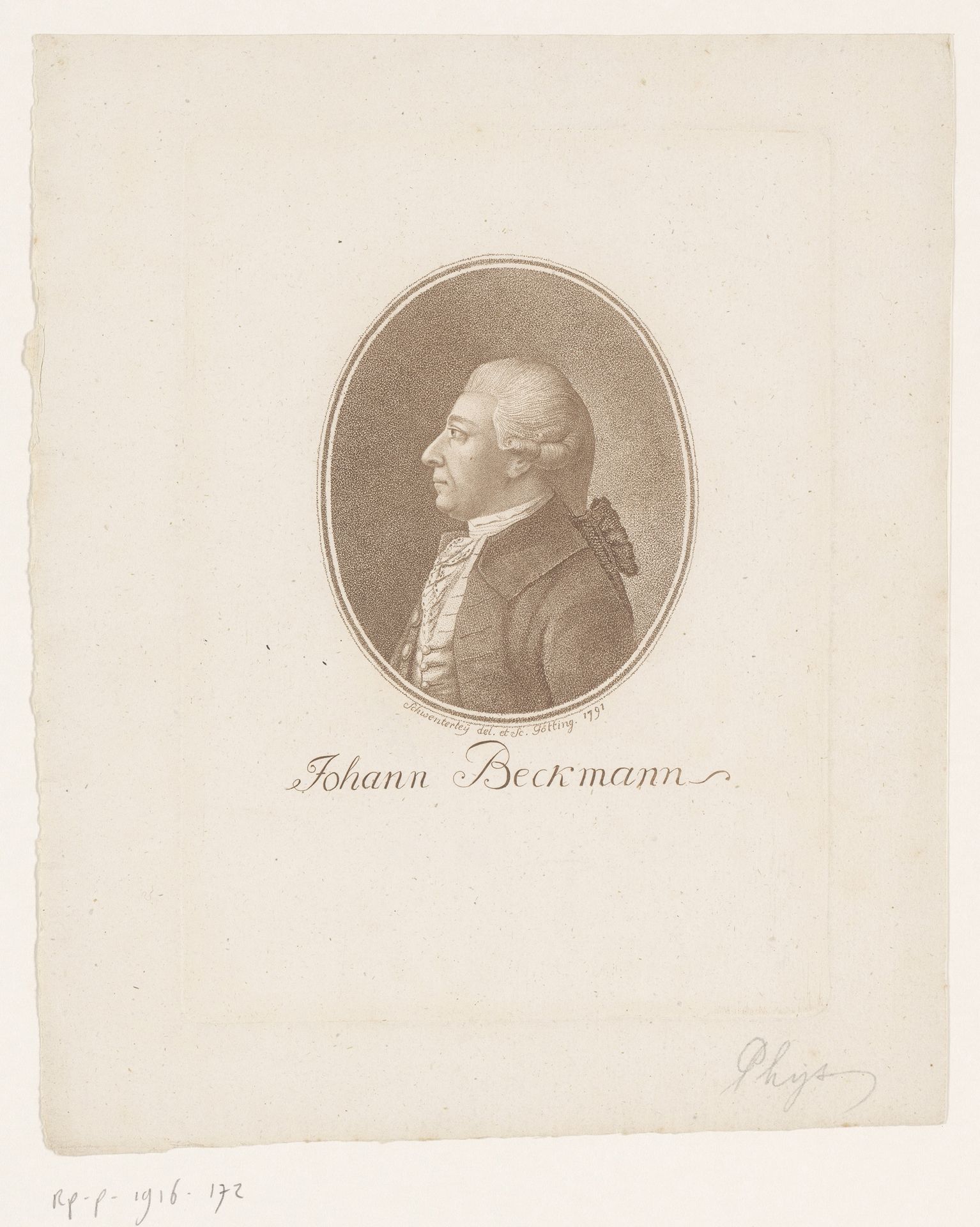Portret van Johann Beckmann by Heinrich Schwenterley