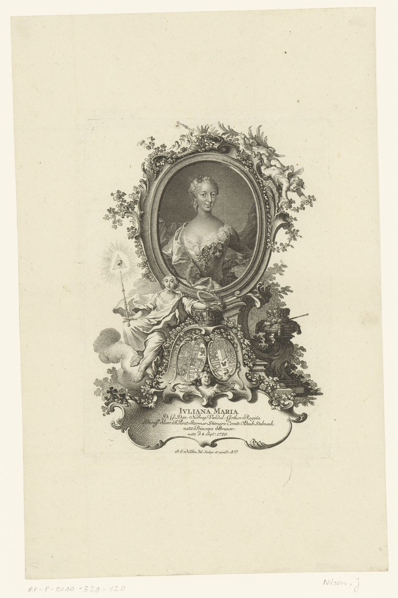 Portret Juliana Maria van Sleeswijk Hollsteyn by Johann Esaias Nilson