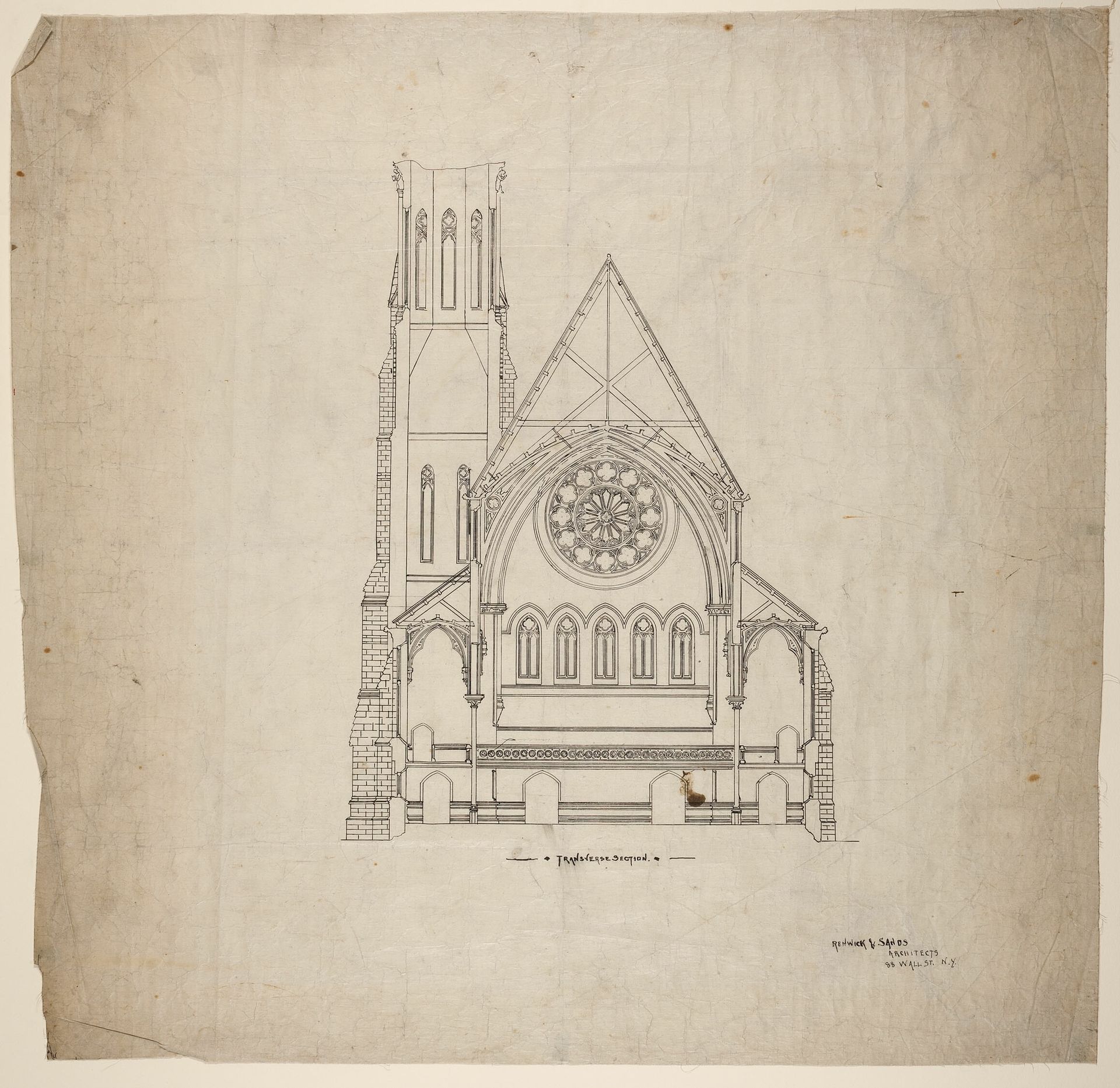 Second Presbyterian Church, Chicago, Illinois, Transverse Section by Renwick & Sands