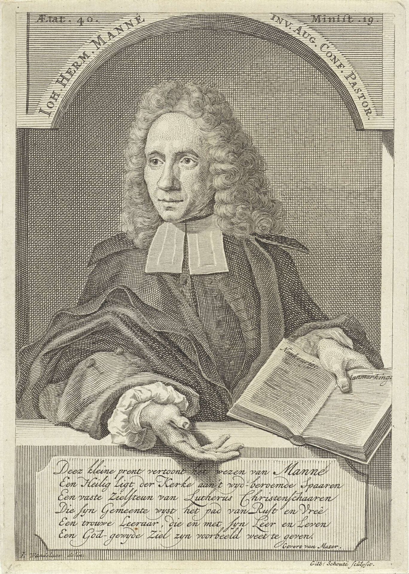 Portret van de predikant Johannes Hermanus Manné by Gilbert Schoute