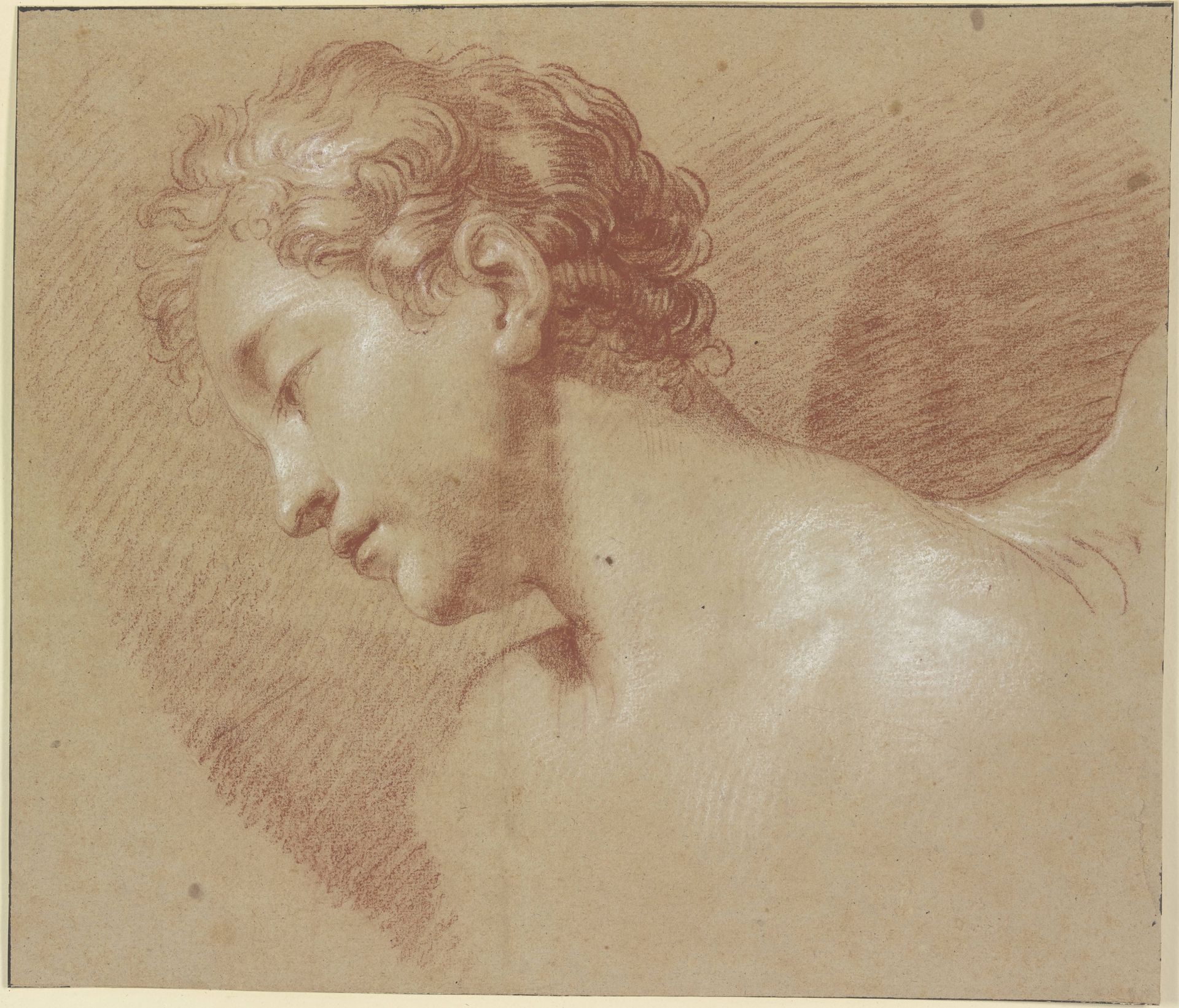 Engel mit gesenktem Haupt im Profil nach links by Nicolas Guibal