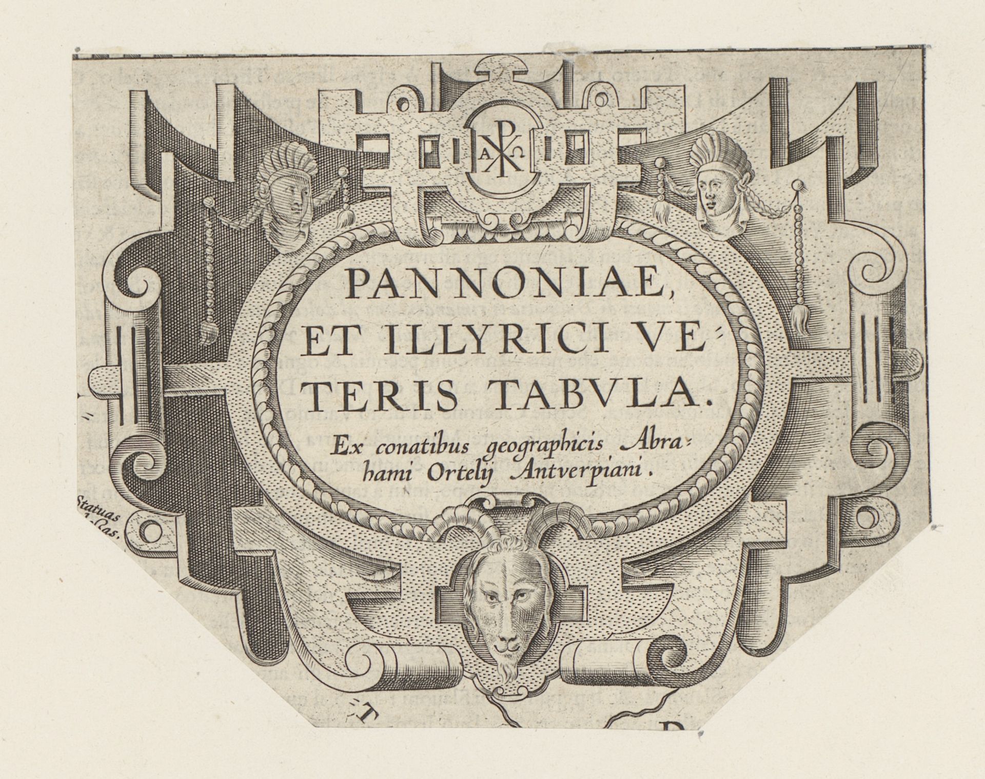 Ovale cartouche met Christusmonogram en bokkenkop by Anonymous