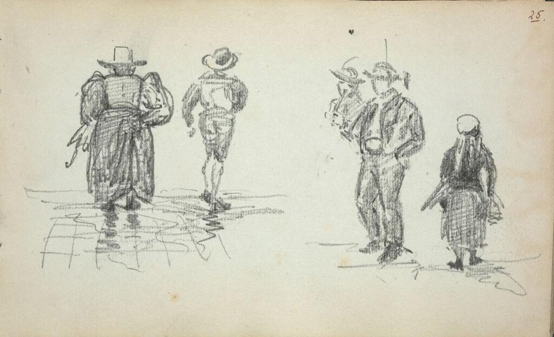 Figure Studies; verso: Arithmetical Calculations by John Singer Sargent