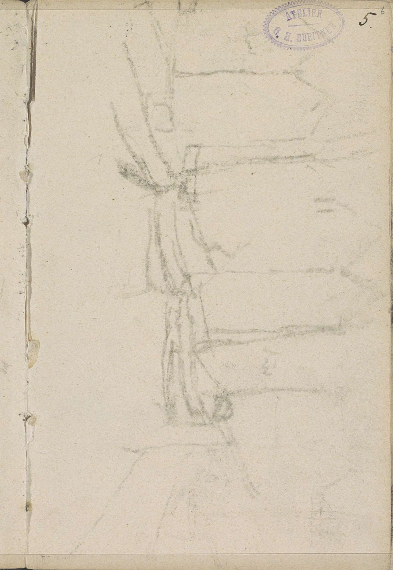 Boten voor gebouwen, abklatsch van een krijttekening by George Hendrik Breitner