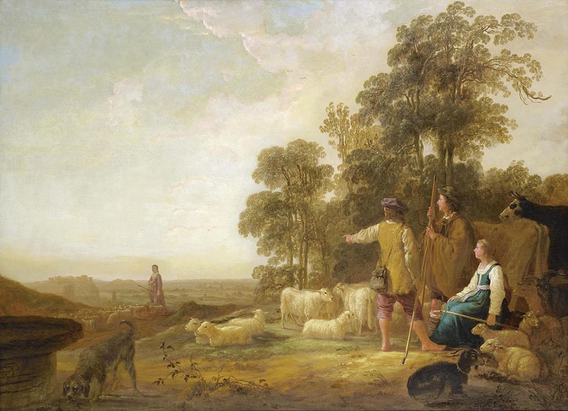 Landscape with Shepherds and Shepherdesses near a Well by Aelbert Cuyp