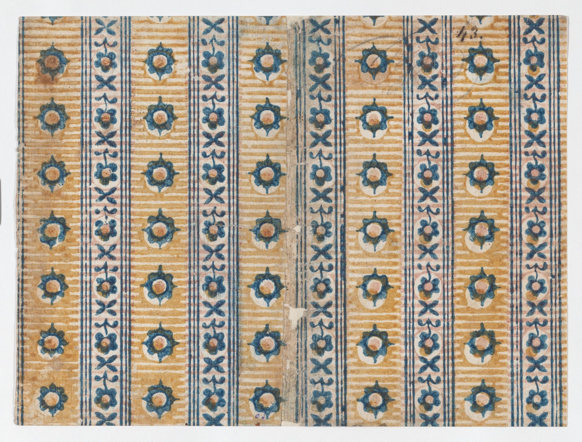 Sheet with five borders with floral and striped patterns by Anonymous
