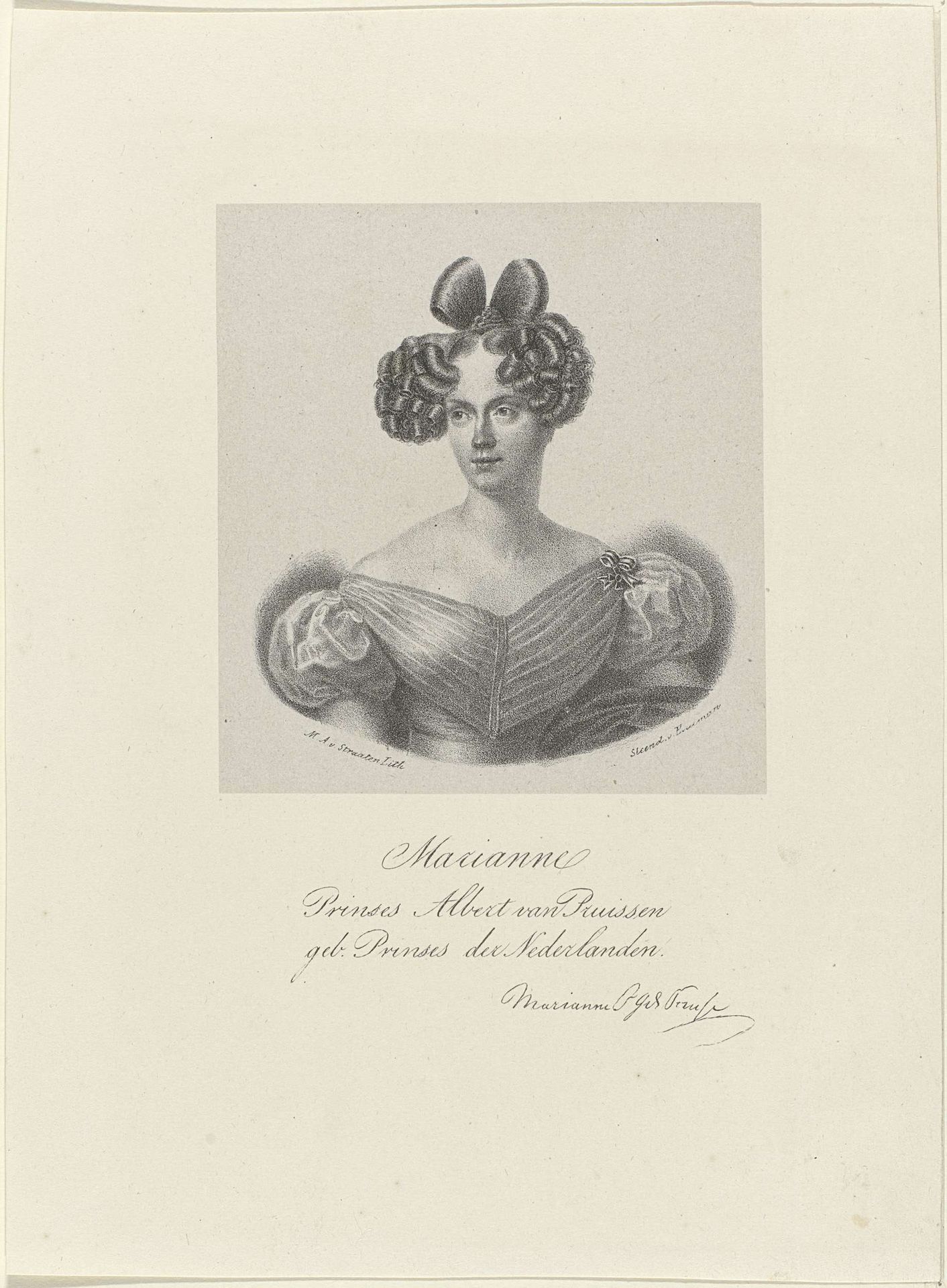 Portret van Marianne, prinses der Nederlanden by Marinus Adrianus van Straten