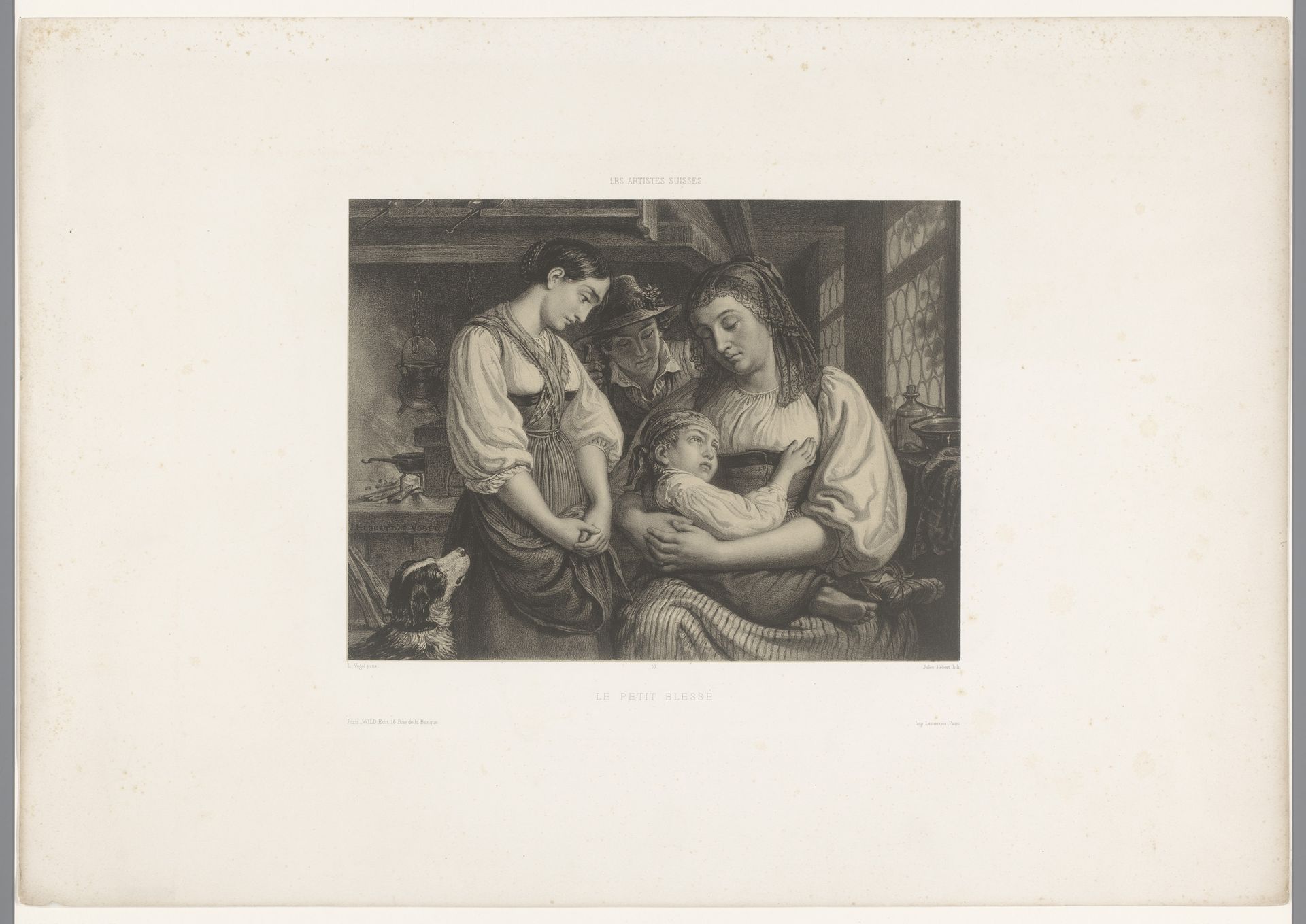 Moeder met gewond kind schoot by Jules Hébert